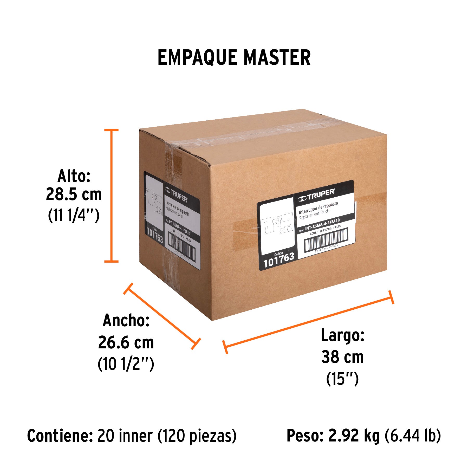 Interruptor de repuesto para ESMA-4-1/2A10, TRUPER - Empaque