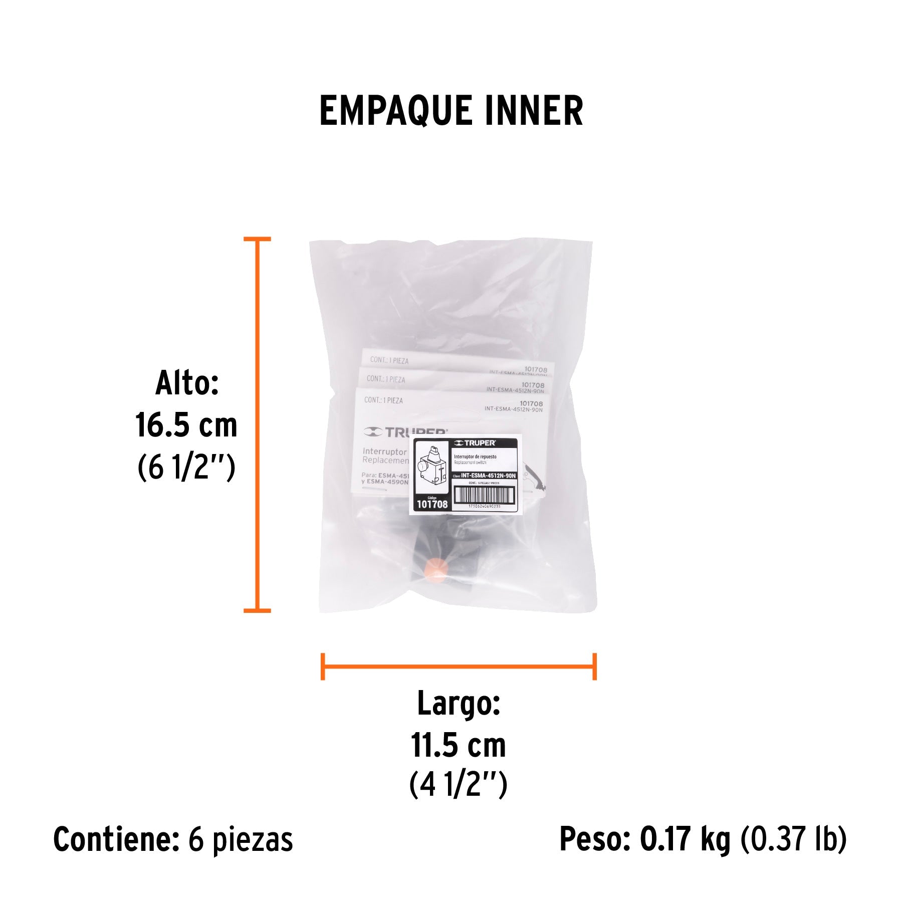 Interruptor de repuesto para ESMA-4512N-90N, TRUPER - Empaque