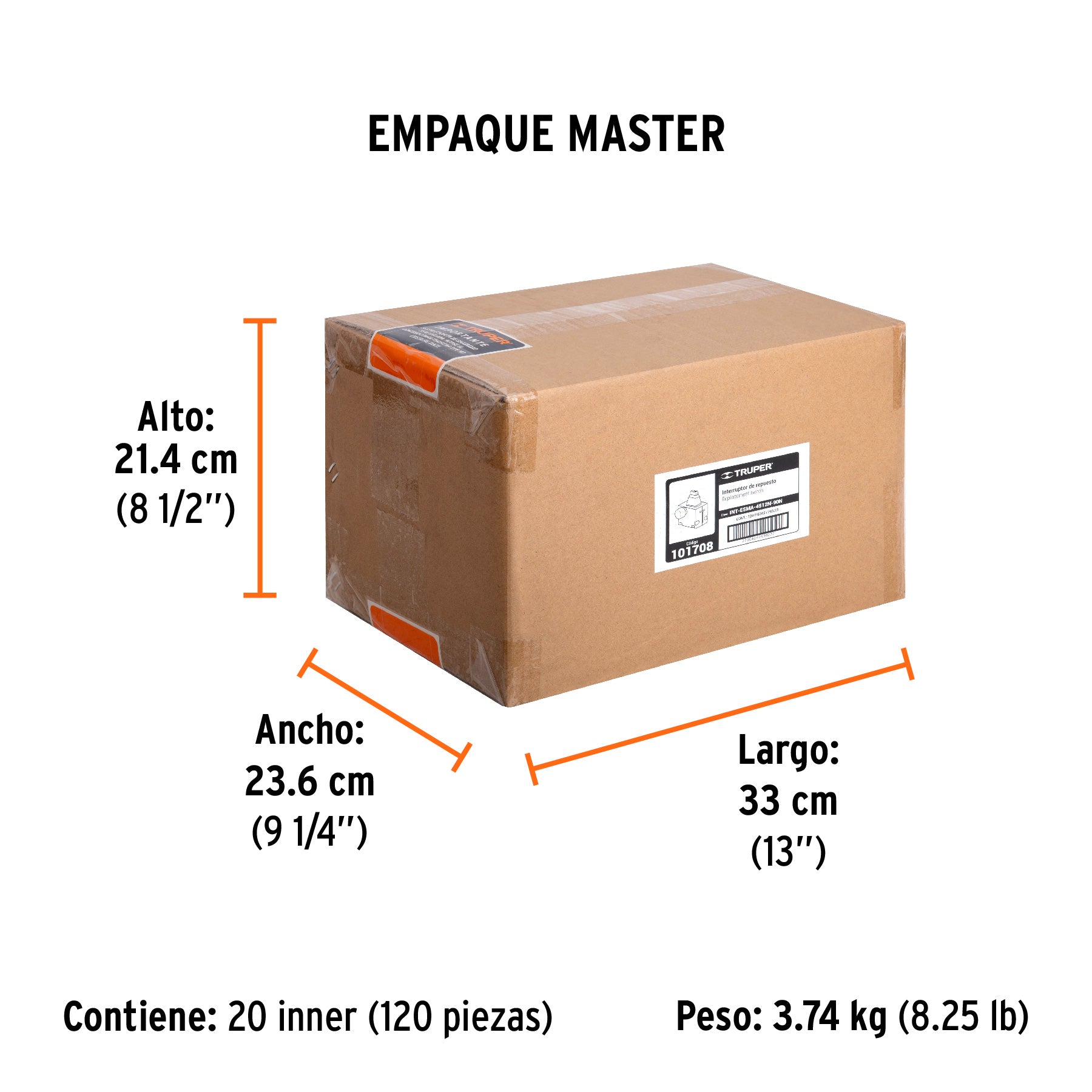 Interruptor de repuesto para ESMA-4512N-90N, TRUPER - Empaque