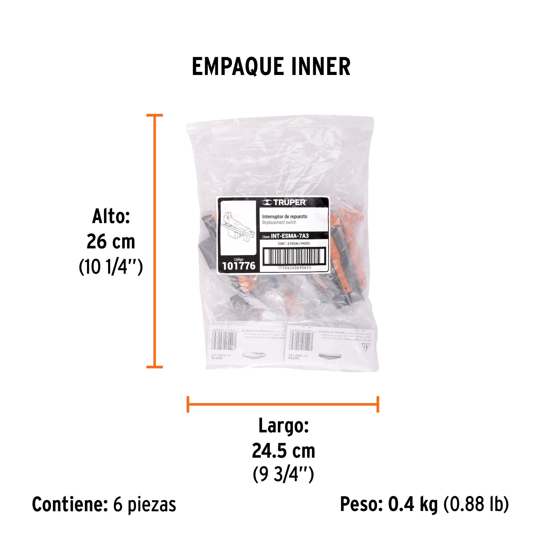 Interruptor de repuesto para ESMA-7A3, TRUPER - Empaque