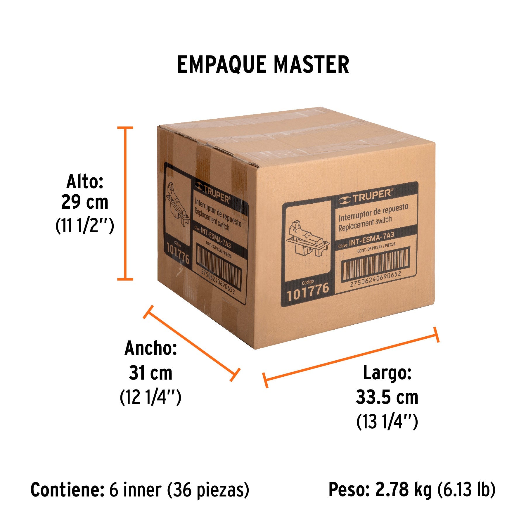 Interruptor de repuesto para ESMA-7A3, TRUPER - Empaque