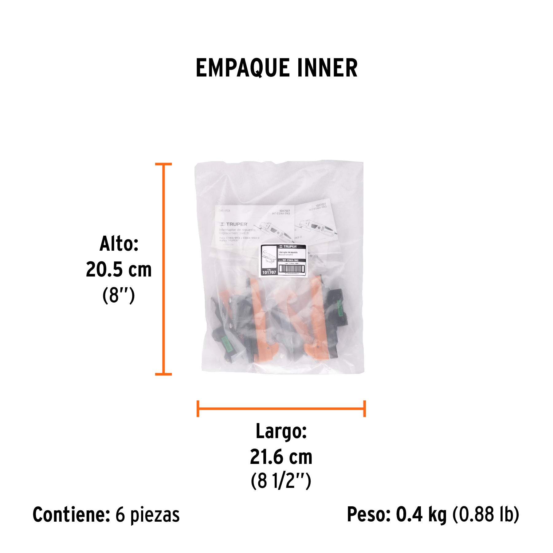 Interruptor de repuesto para ESMA-9N3, TRUPER - Empaque