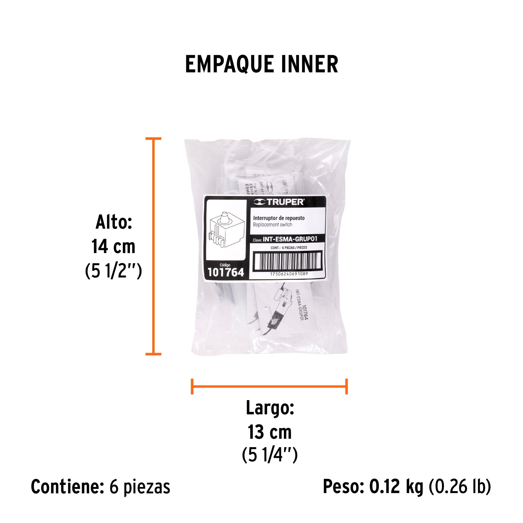 Interruptor de repuesto p/esmeriladoras Grupo 1, TRUPER - Empaque