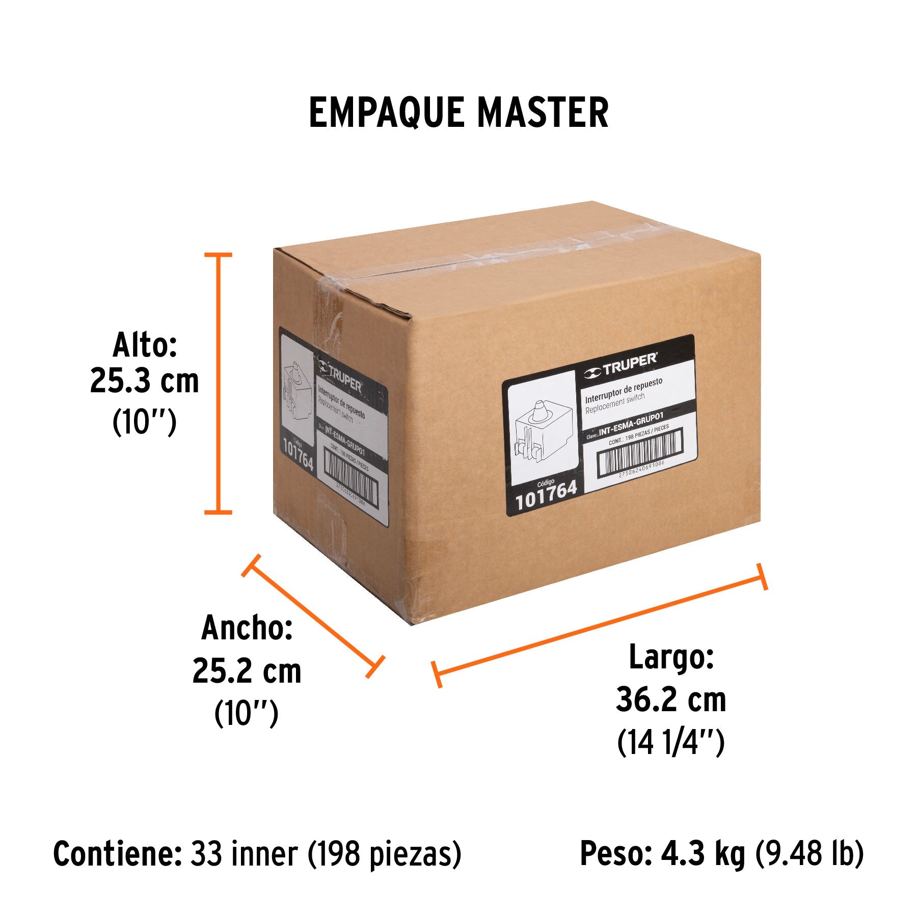 Interruptor de repuesto p/esmeriladoras Grupo 1, TRUPER - Empaque