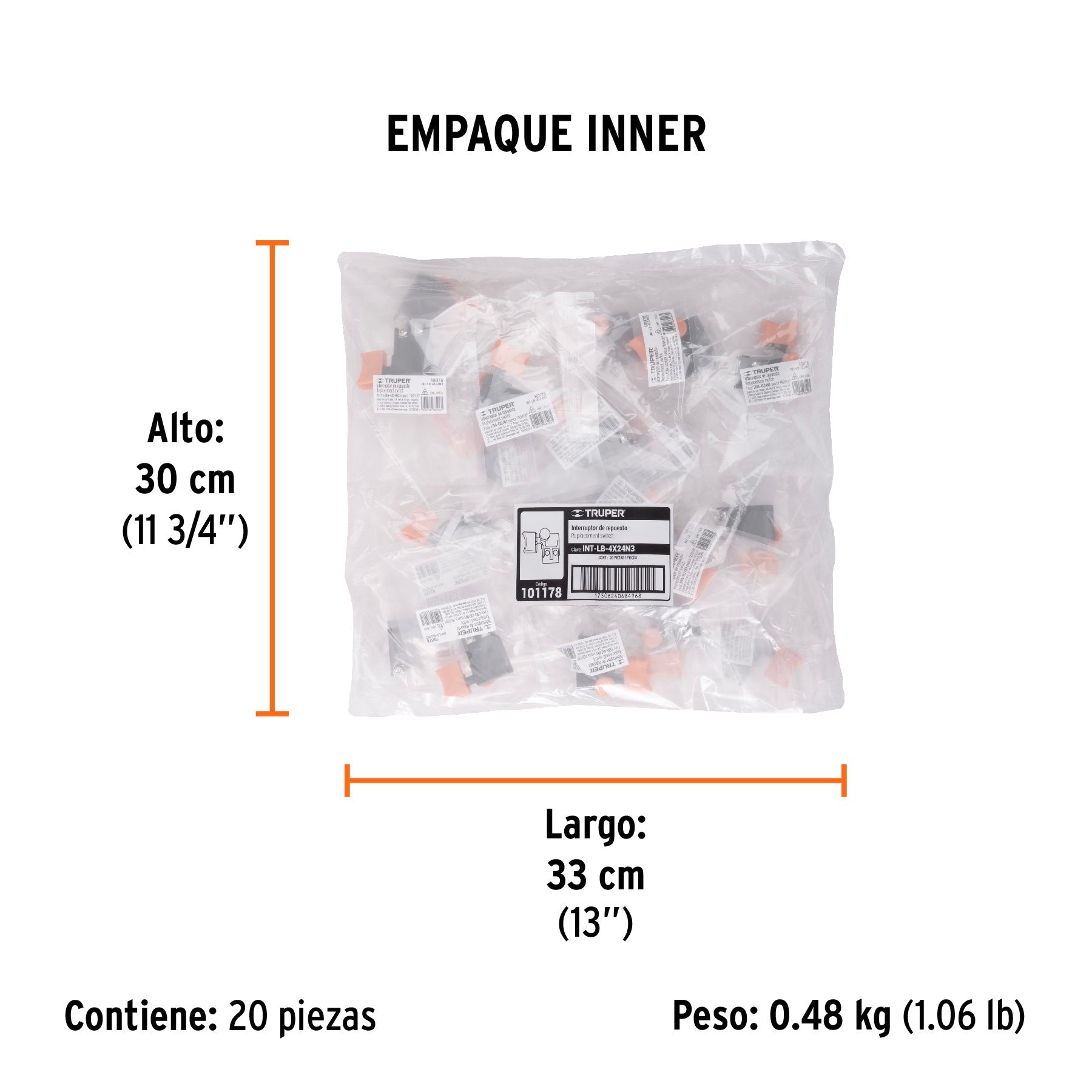 Interruptor de repuesto para LIBA-4X24N3, TRUPER - Empaque