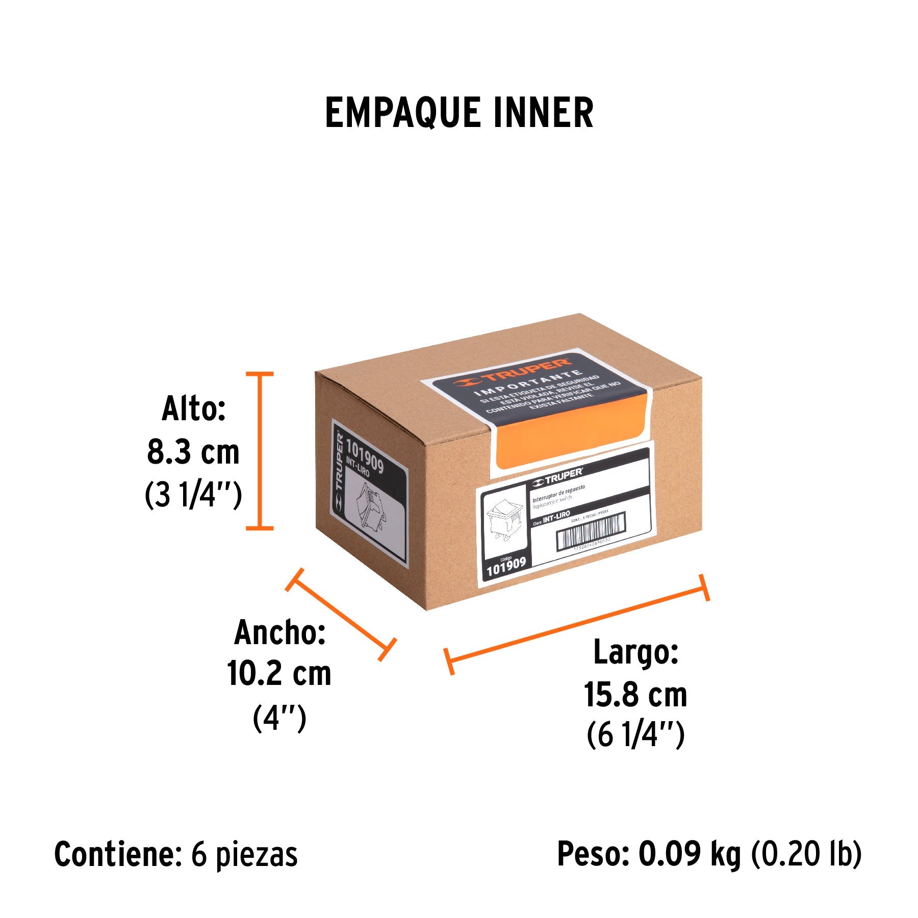 Interruptor de repuesto para LIRO-5N y LIRO-5A, TRUPER - Empaque