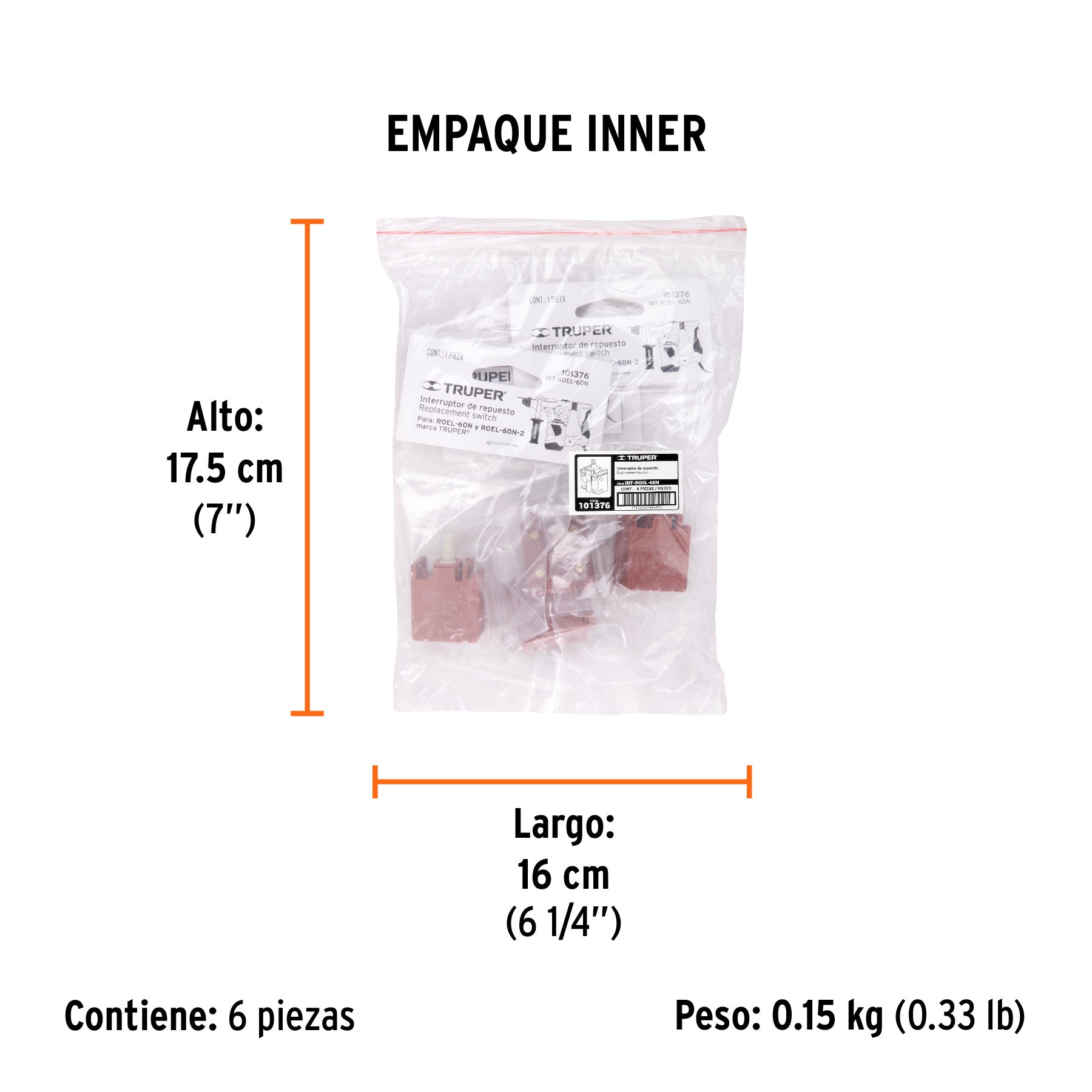 Interruptor de repuesto para ROEL-60N, TRUPER - Empaque