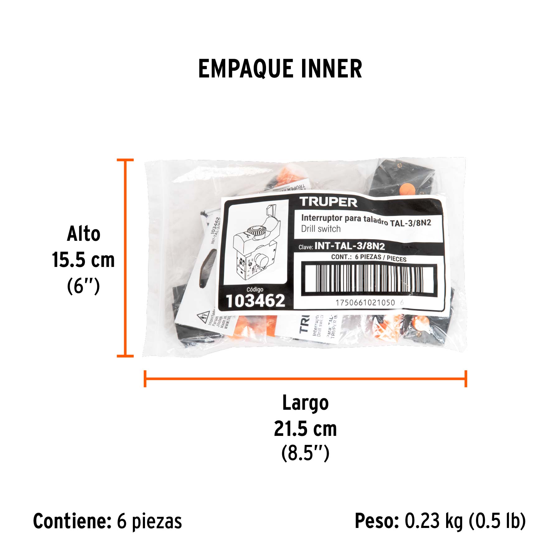 Interruptor de repuesto para TAL-3/8N2, TRUPER - Empaque