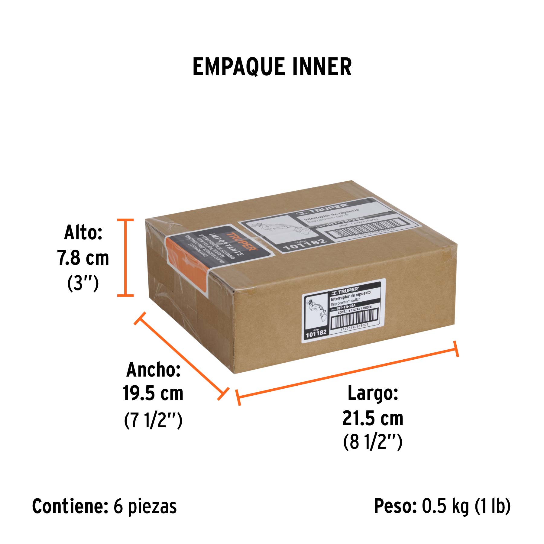 Interruptor de repuesto para ROTI-20A y TALI-20A, TRUPER - Empaque
