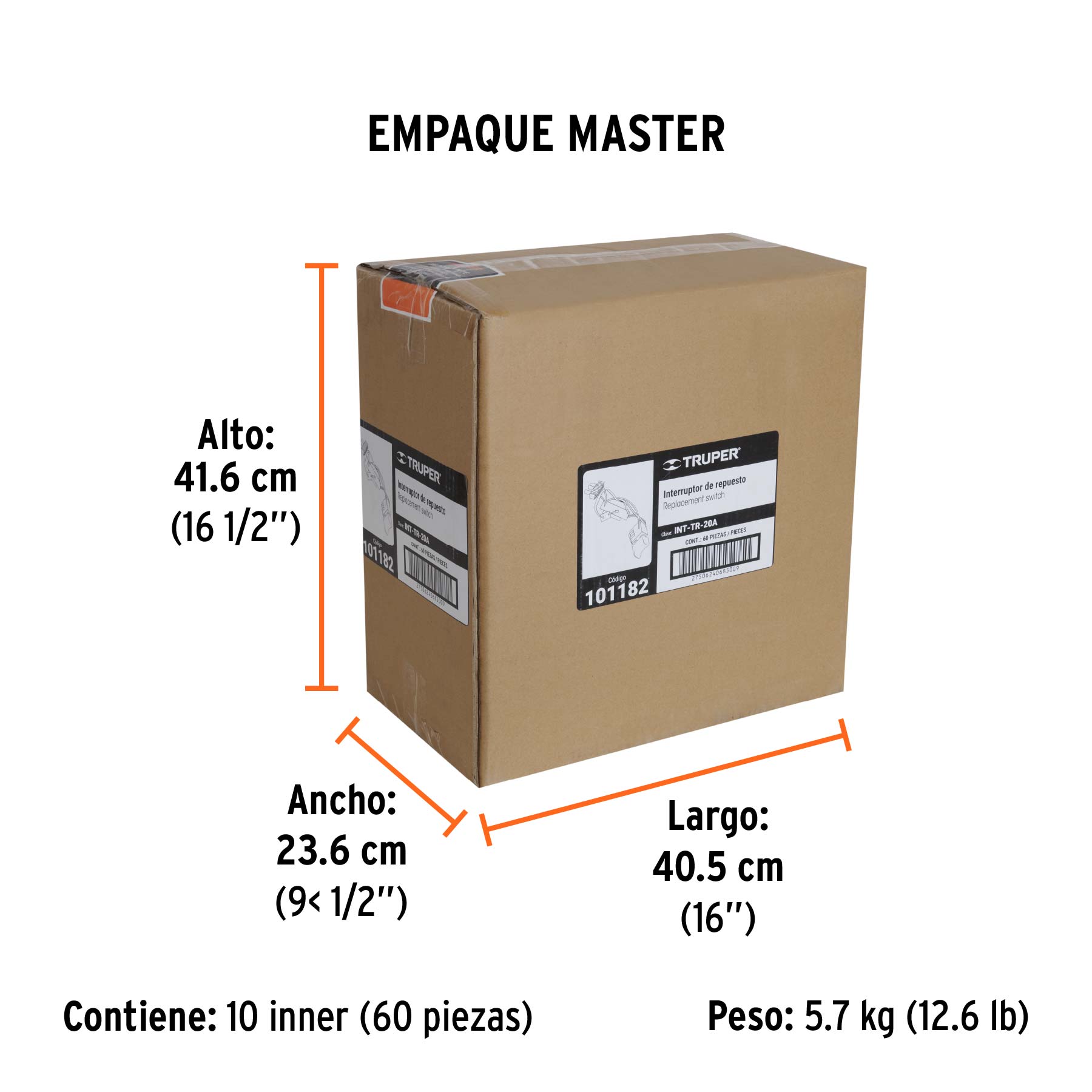Interruptor de repuesto para ROTI-20A y TALI-20A, TRUPER - Empaque