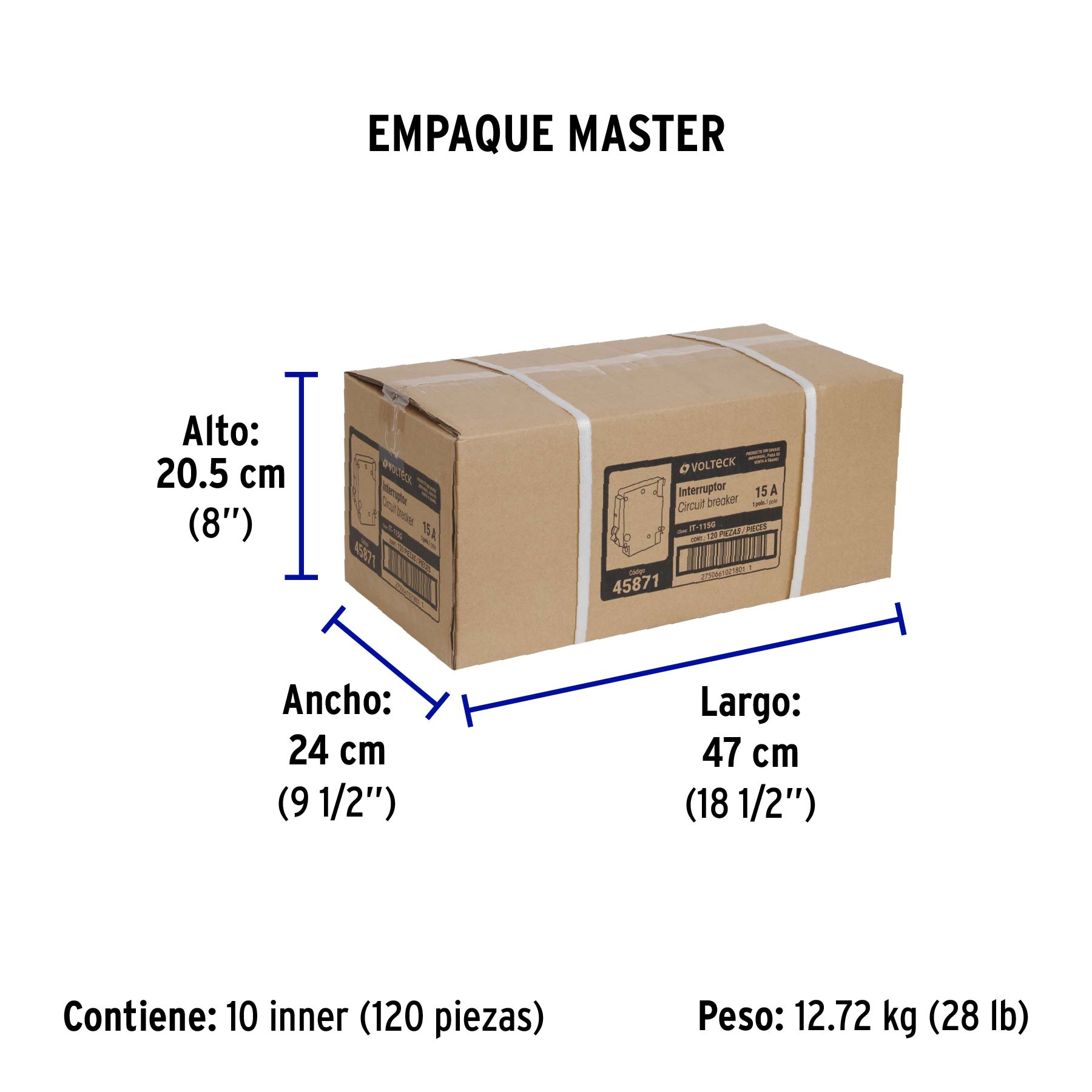 Interruptor de 1 polo 15A, enchufable, a granel, VOLTECK - Empaque