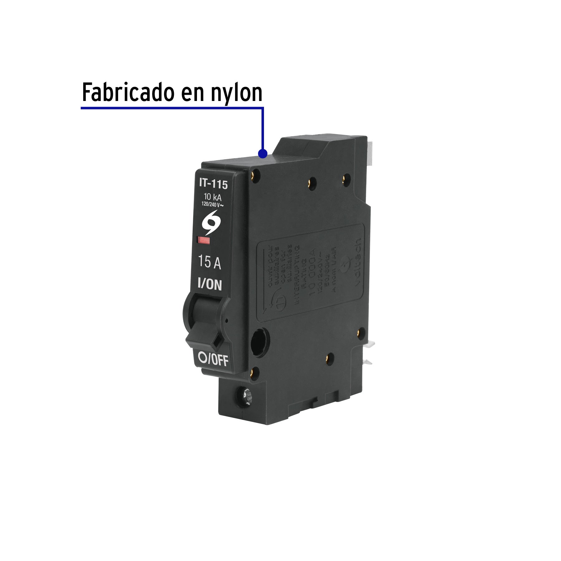 Interruptor de 1 polo 15A, enchufable, VOLTECK