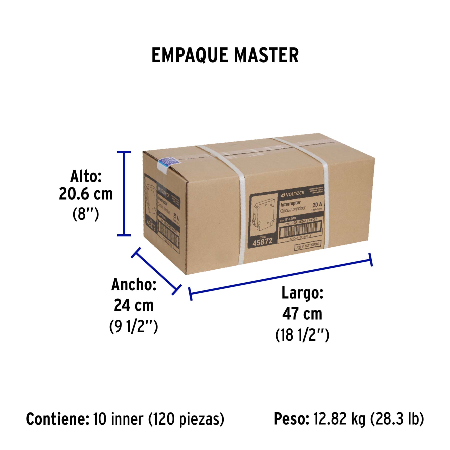 Interruptor de 1 polo 20A, enchufable, a granel, VOLTECK - Empaque