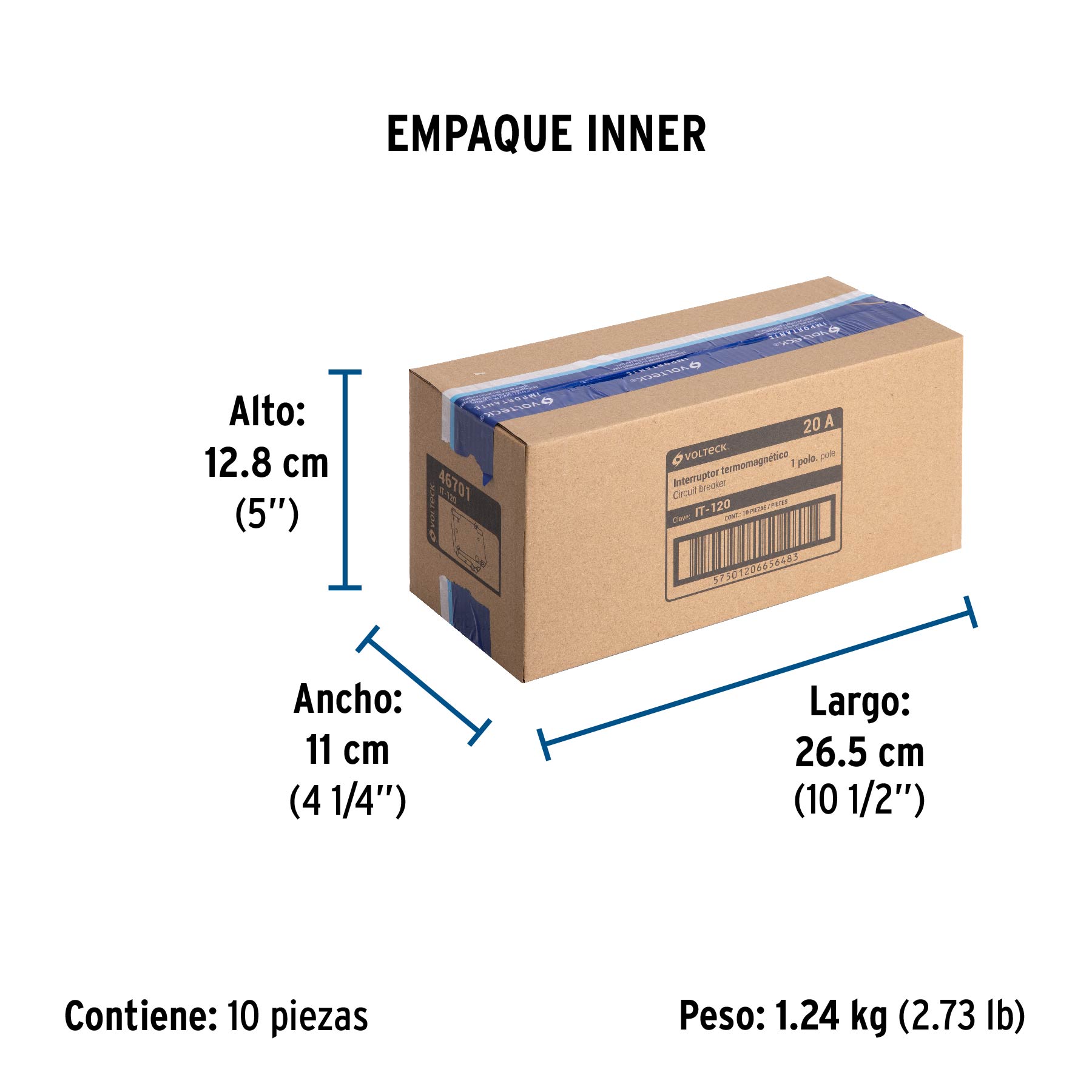 Interruptor de 1 polo 20A, enchufable, VOLTECK - Empaque