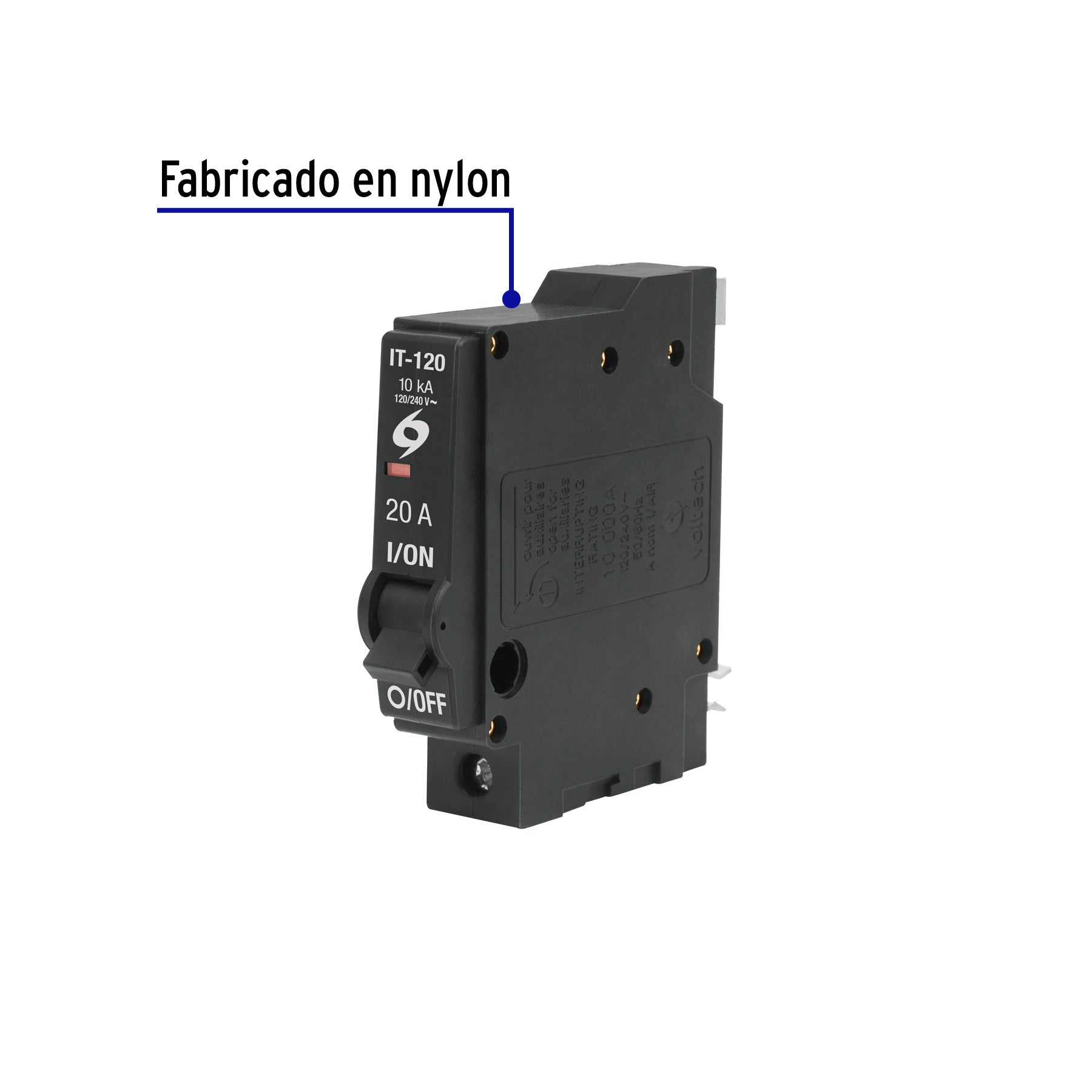 Interruptor de 1 polo 20A, enchufable, VOLTECK