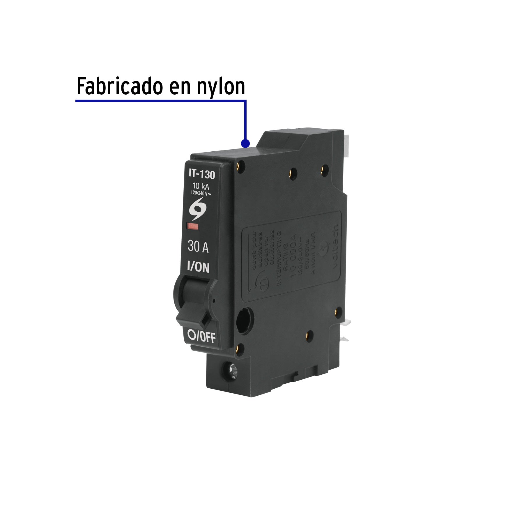 Interruptor de 1 polo 30A, enchufable, VOLTECK