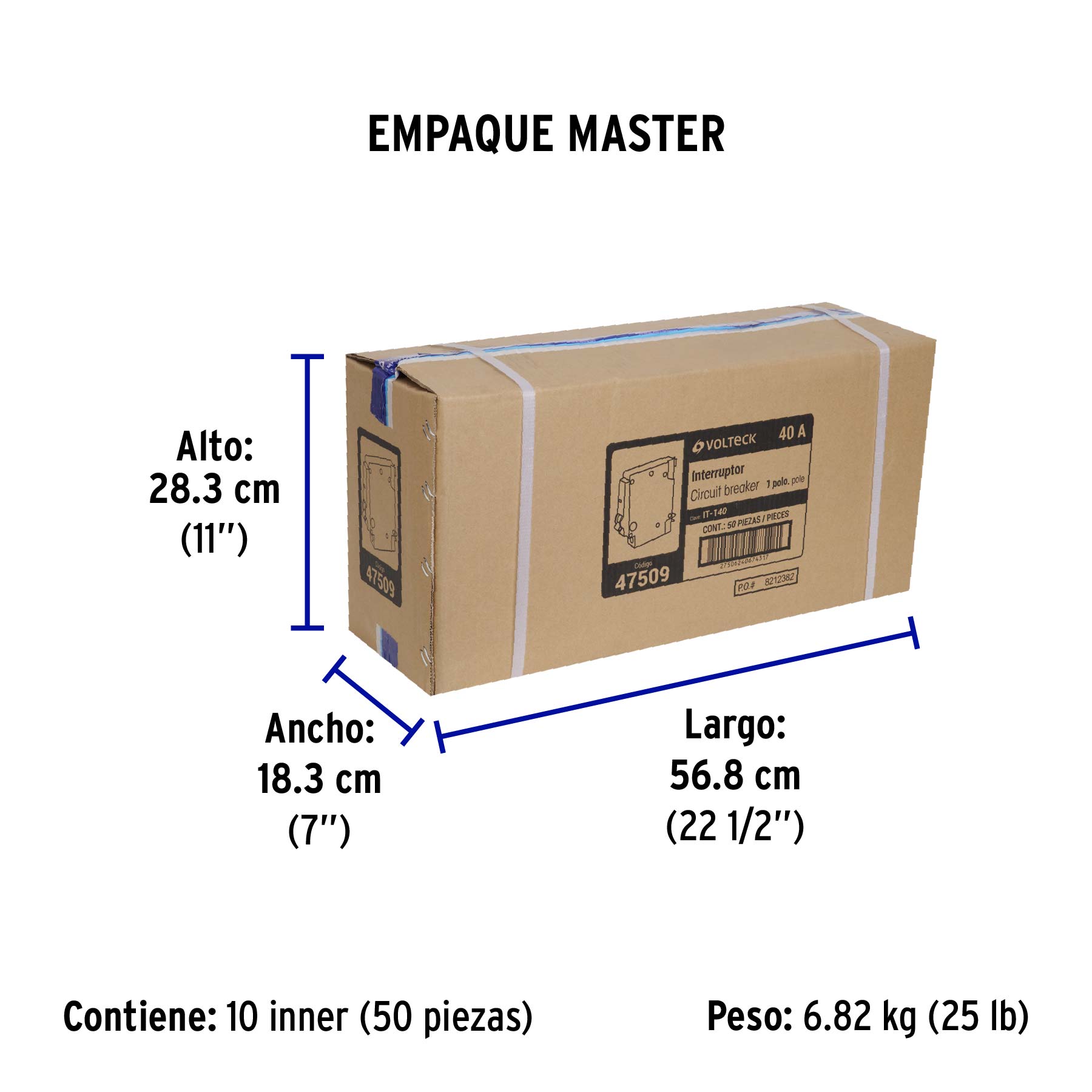 Interruptor de 1 polo 40A, enchufable, VOLTECK - Empaque