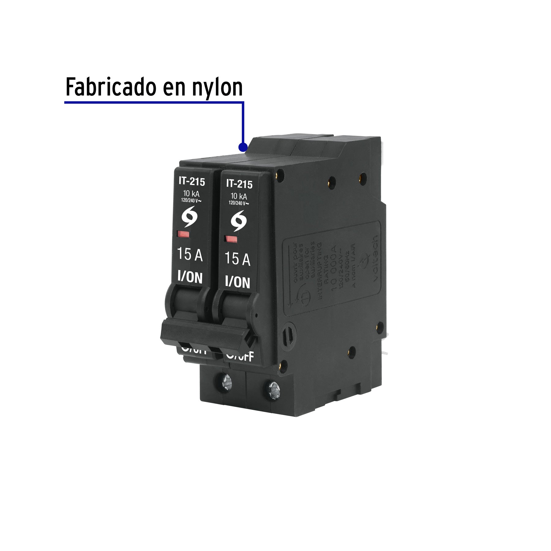 Interruptor de 2 polos 15A, enchufable, VOLTECK
