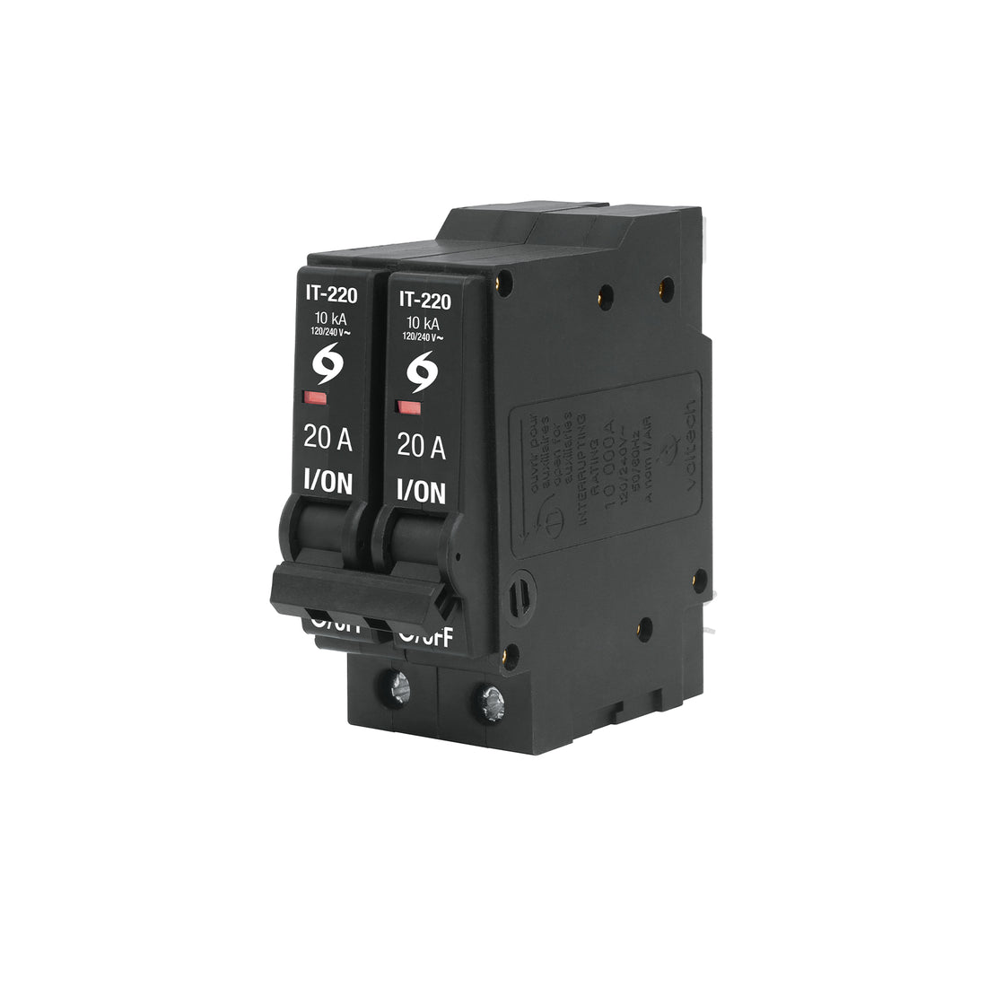 Interruptor de 2 polos 20A, enchufable, a granel, VOLTECK