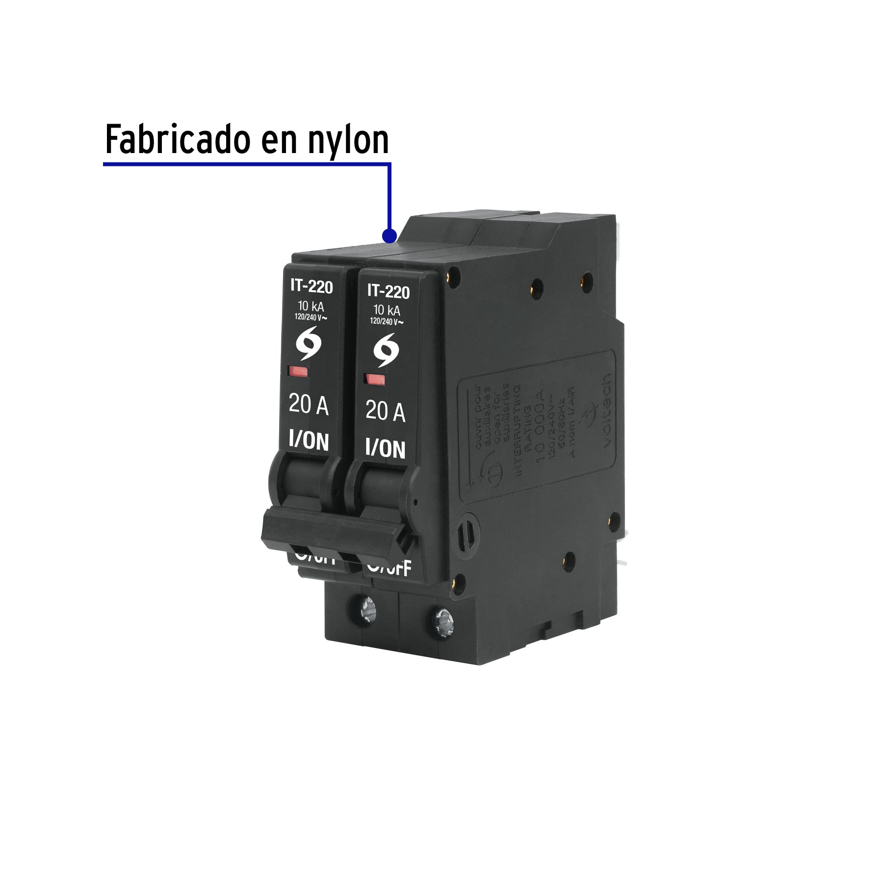 Interruptor de 2 polos 20A, enchufable, VOLTECK