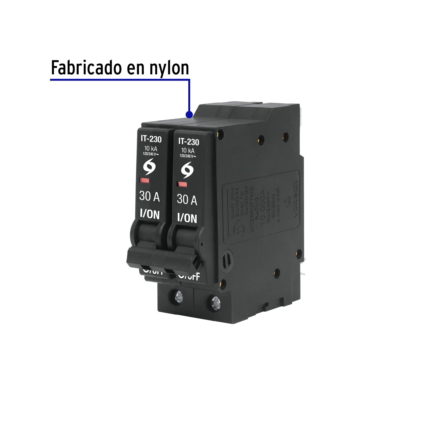 Interruptor de 2 polos 30A, enchufable, VOLTECK