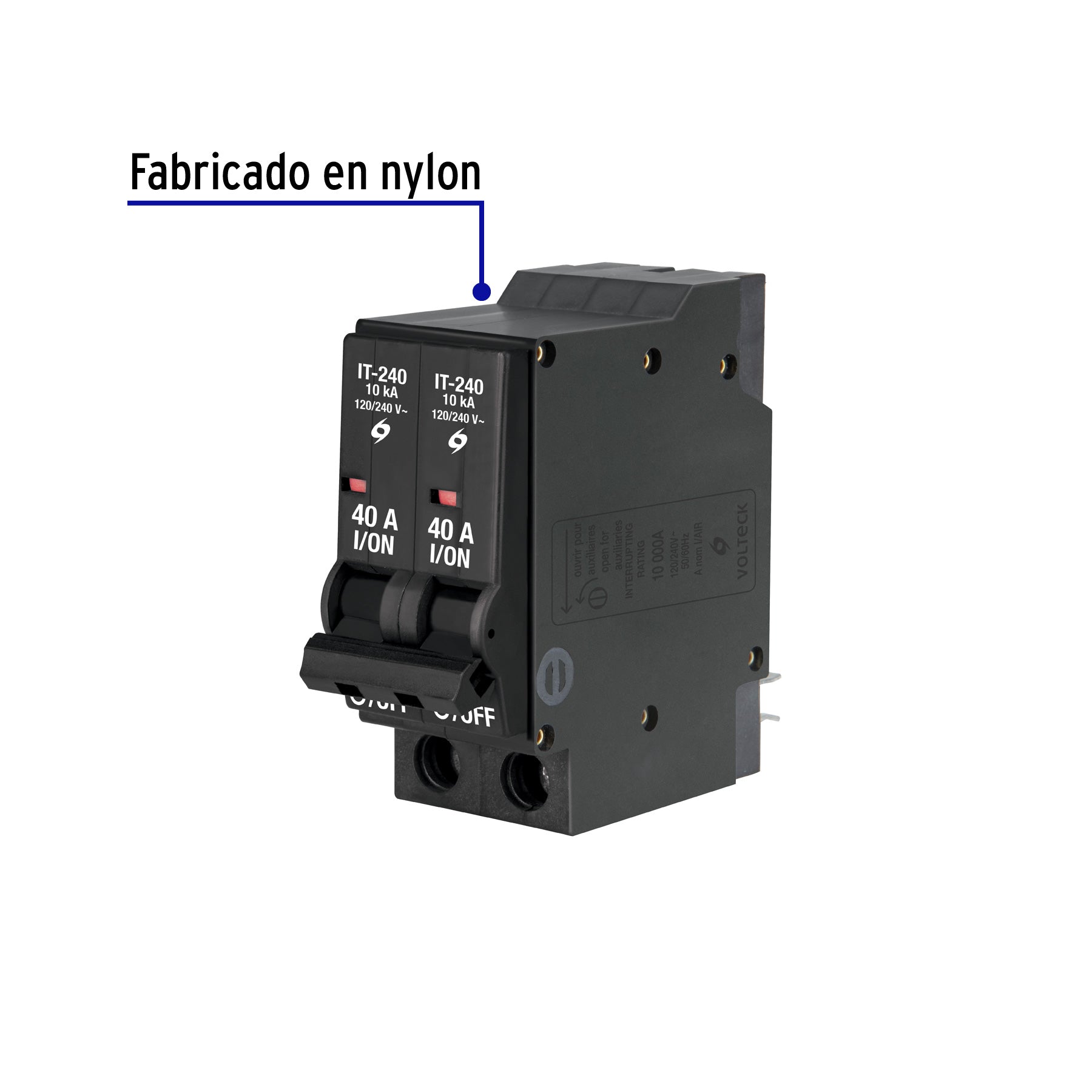 Interruptor de 2 polos 40A, enchufable, VOLTECK