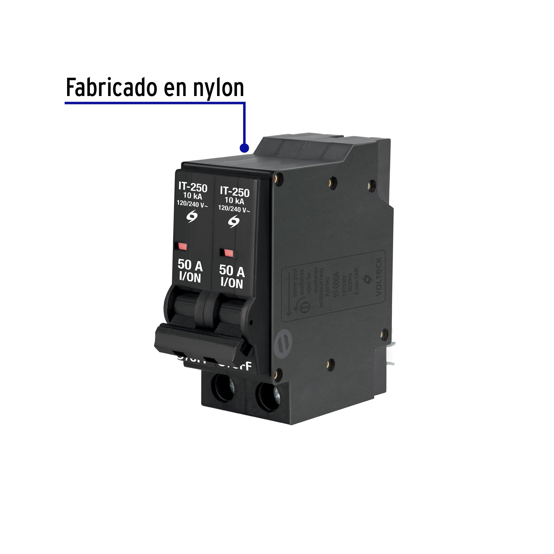Interruptor de 2 polos 50A, enchufable, VOLTECK