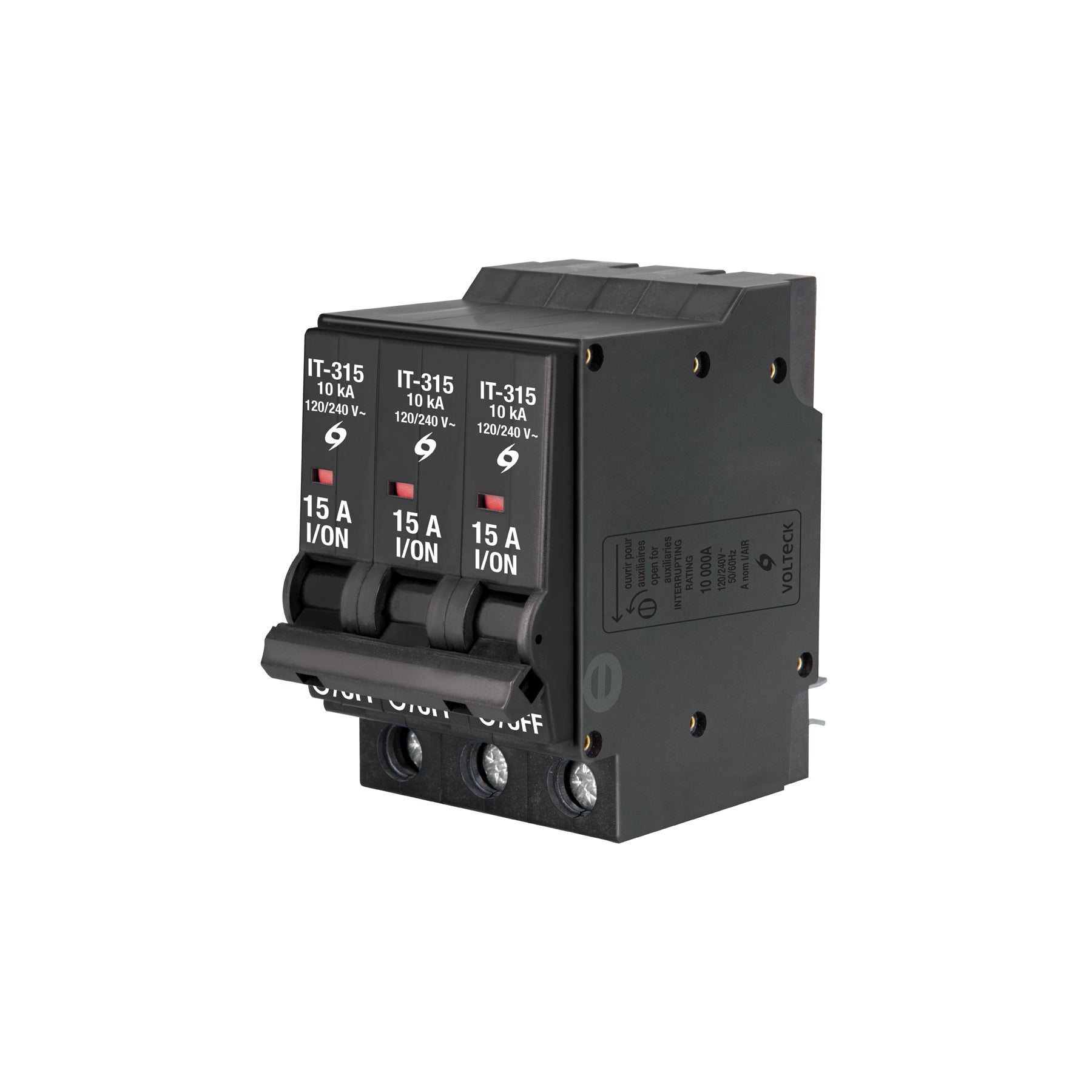 Interruptor de 3 polos 15A, enchufable, VOLTECK