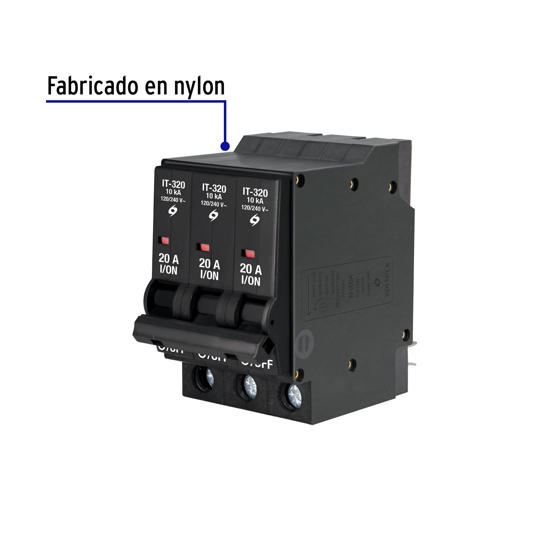 Interruptor de 3 polos 20A, enchufable, VOLTECK