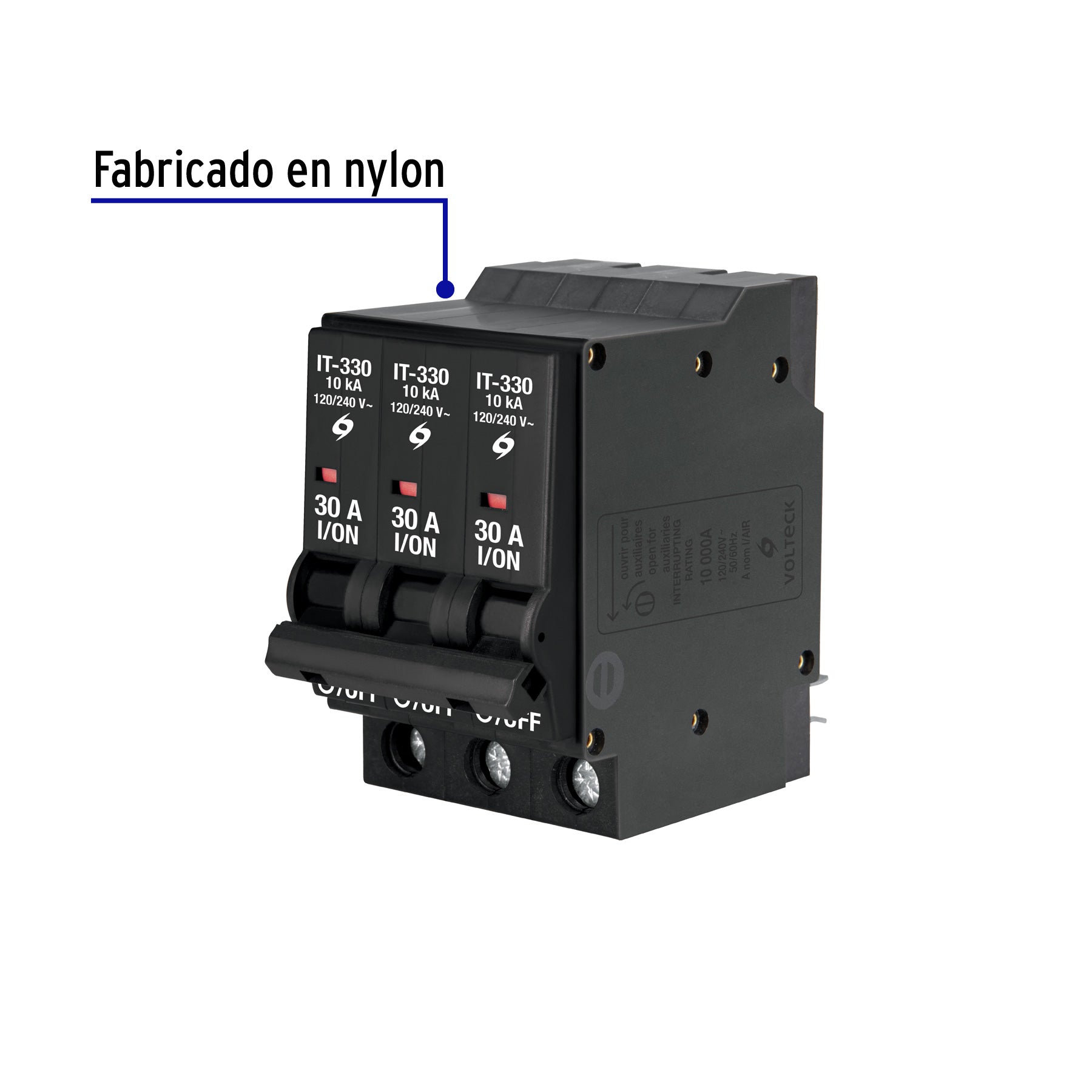 Interruptor de 3 polos 30A, enchufable, VOLTECK