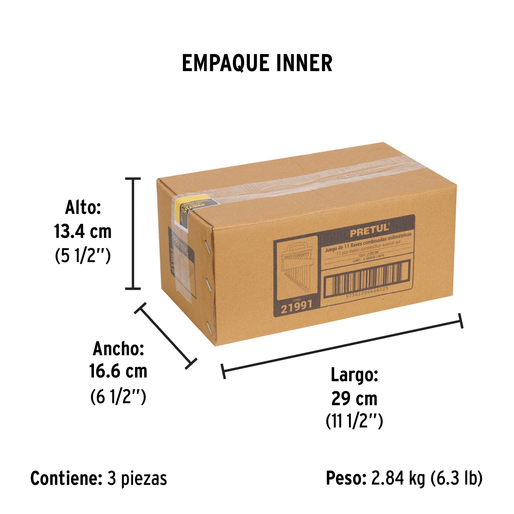 Juego de 11 llaves combinadas mm, PRETUL - Empaque