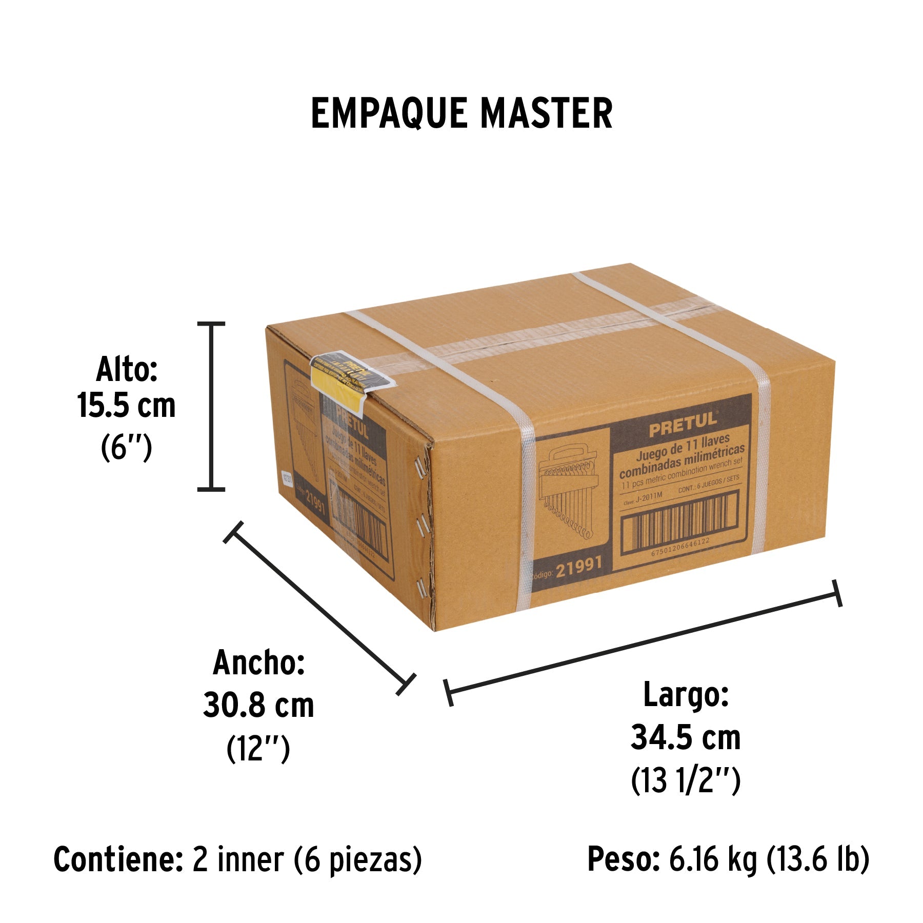 Juego de 11 llaves combinadas mm, PRETUL - Empaque