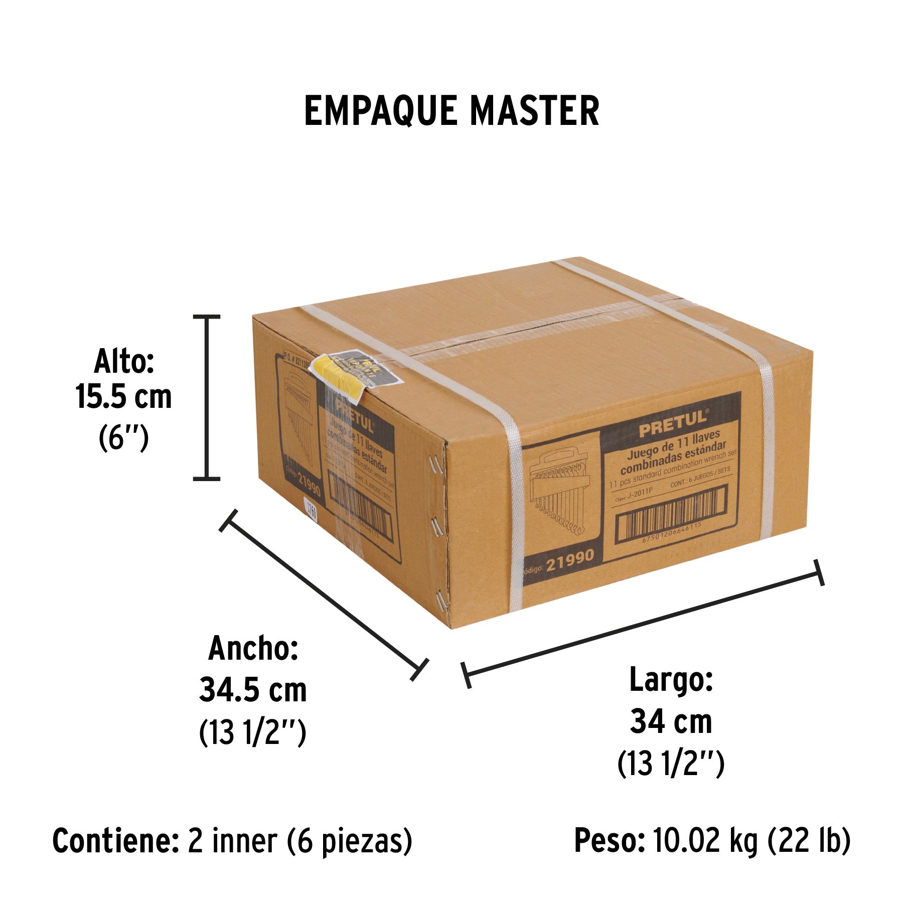Juego de 11 llaves combinadas std, PRETUL - Empaque