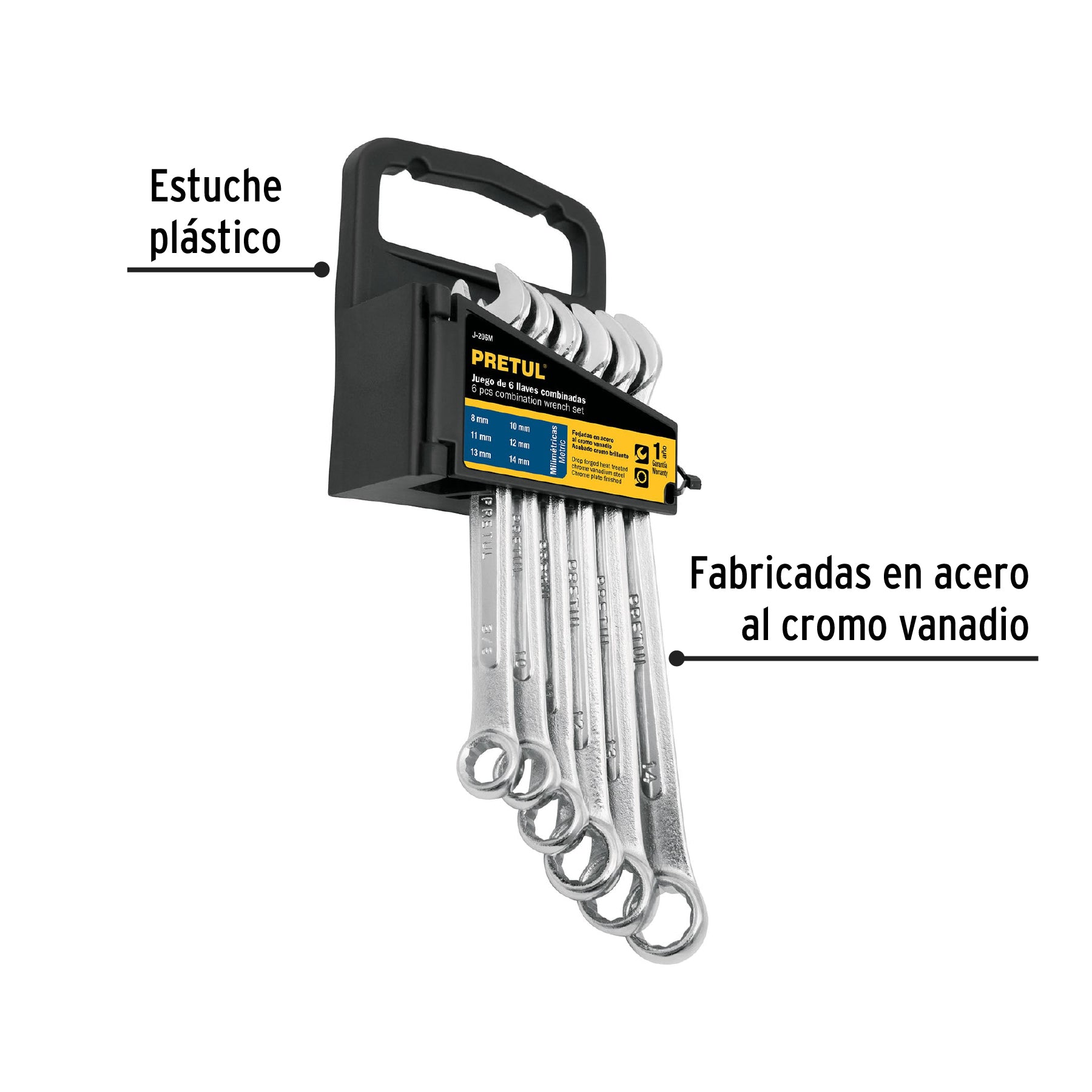 Juego de 6 llaves combinadas mm, PRETUL