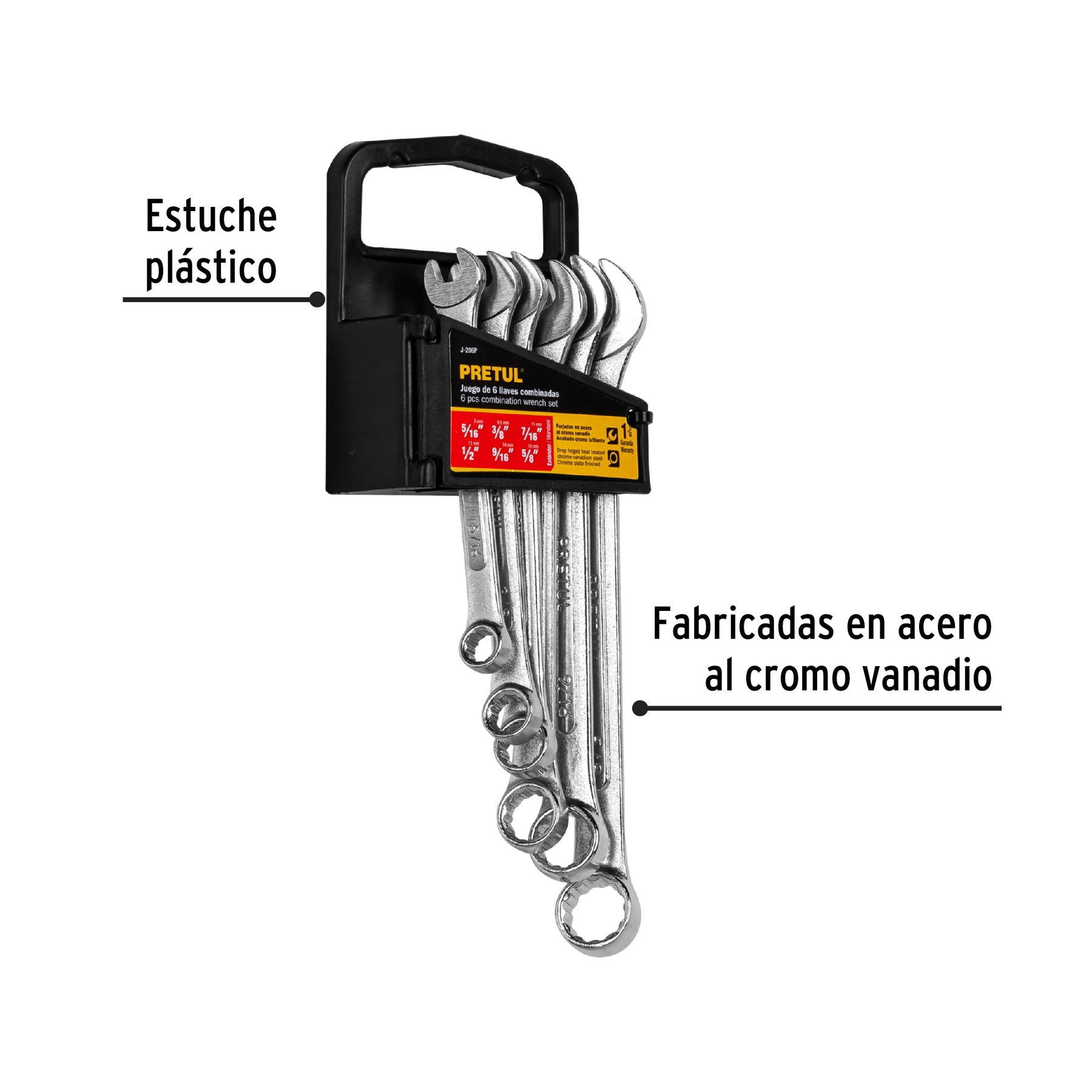 Juego de 6 llaves combinadas std, PRETUL