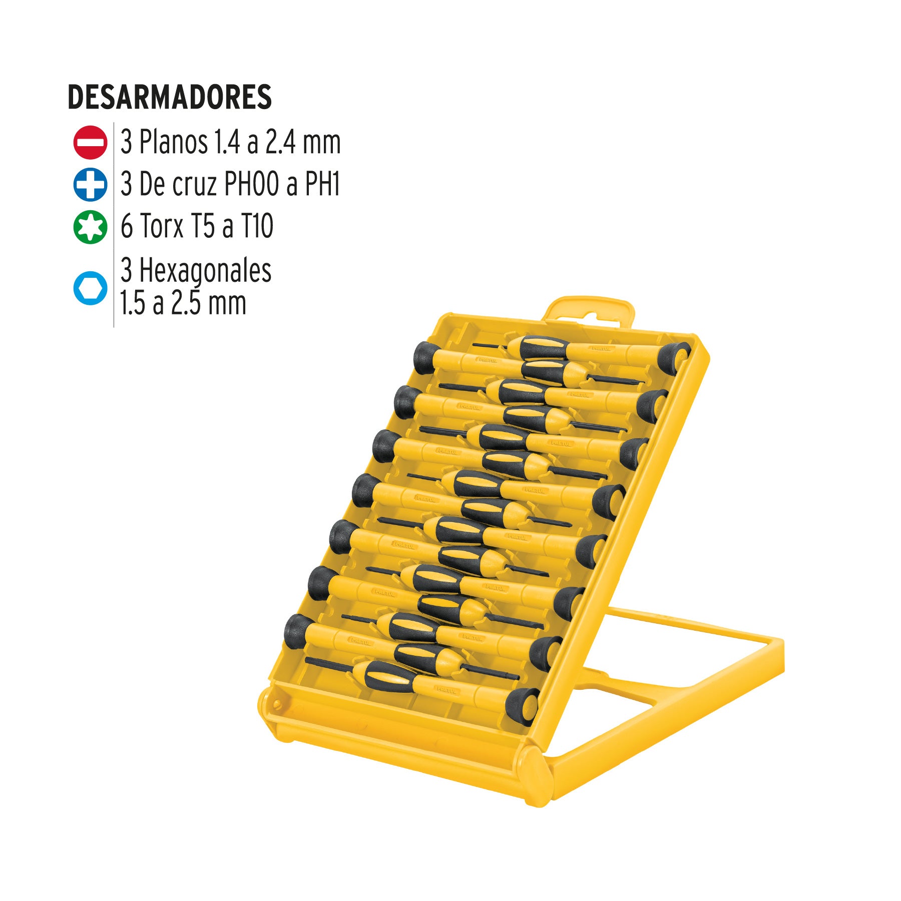 Juego con 15 desarmadores de precisión, PRETUL