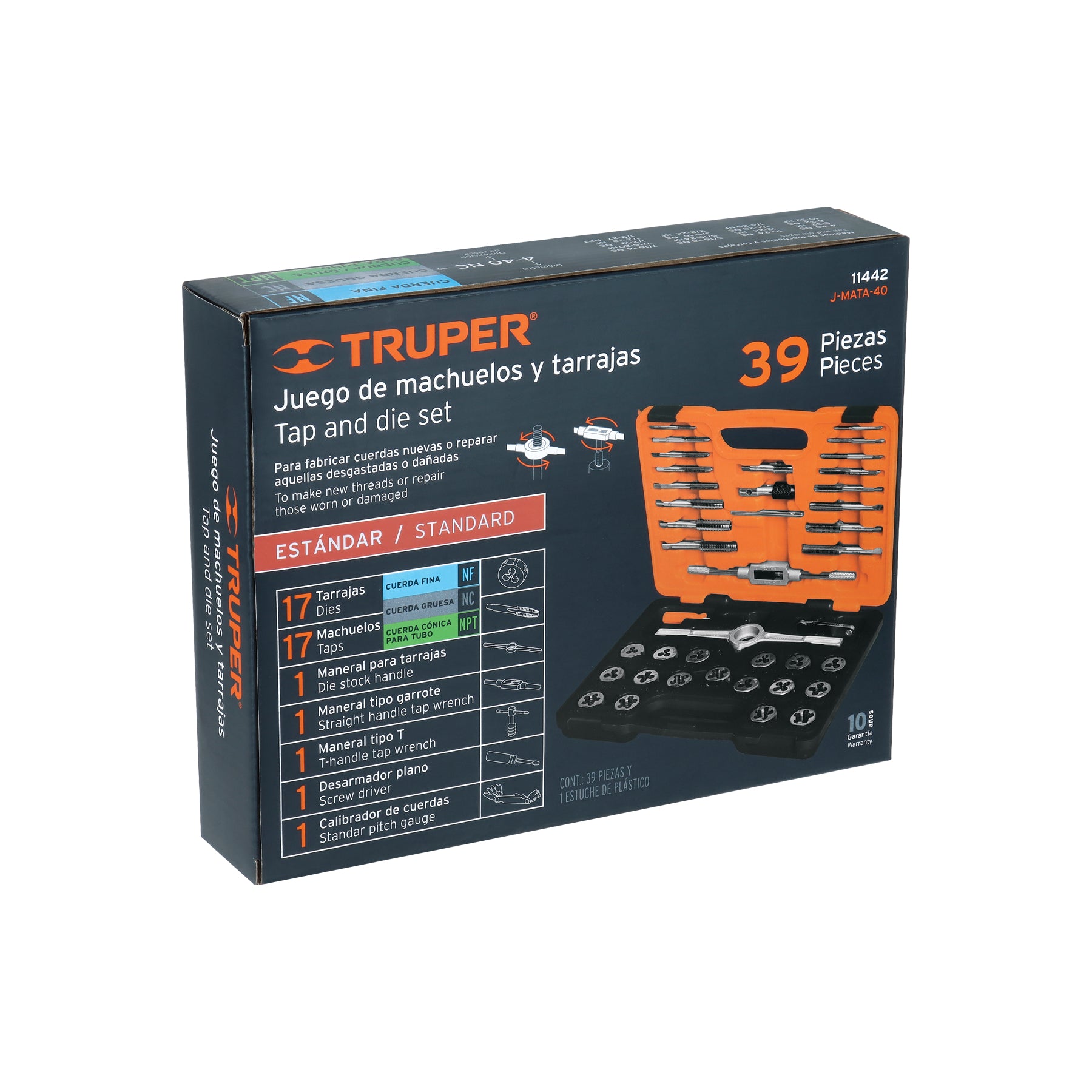 Juego de 40 piezas de machuelos y tarrajas, TRUPER