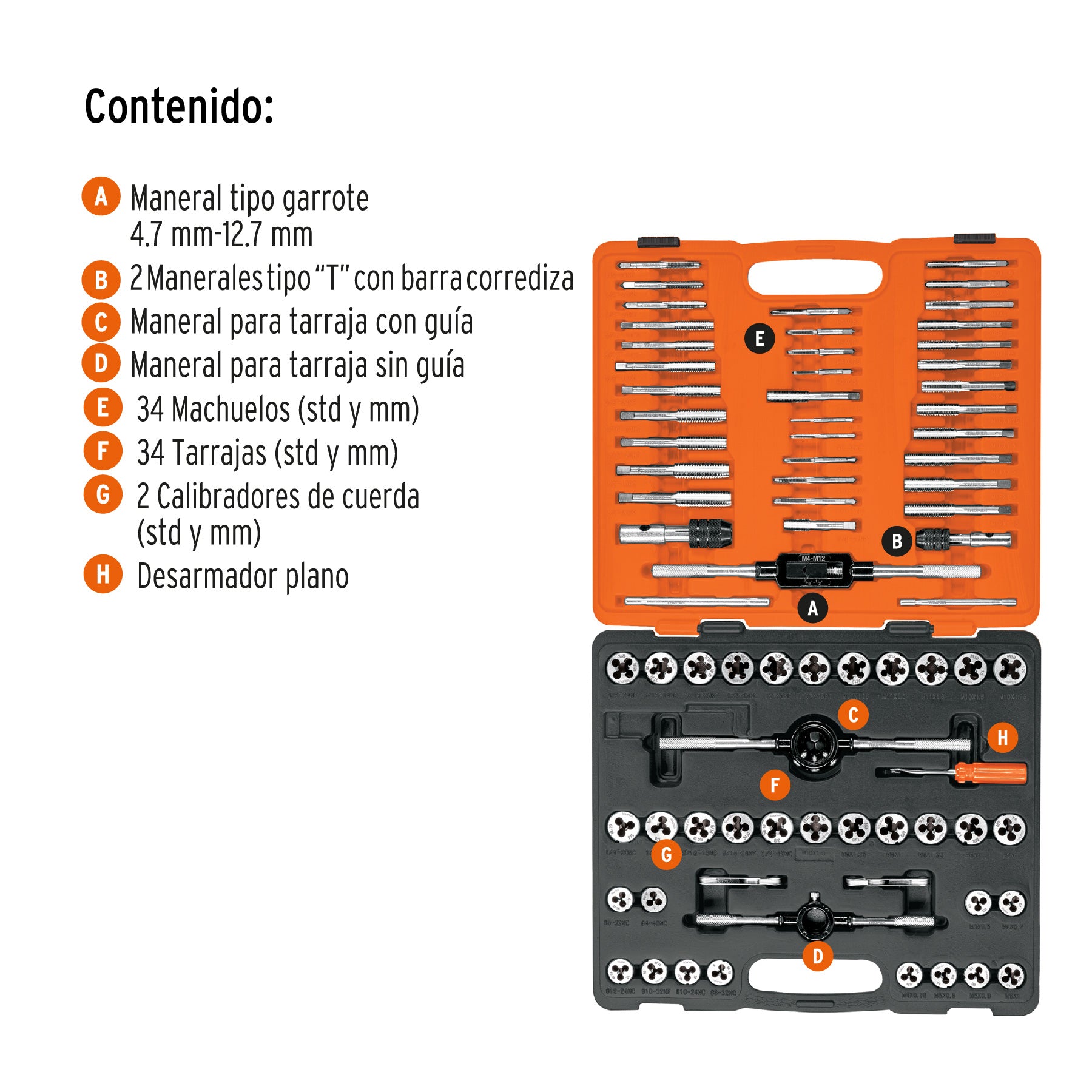 Juego de 76 piezas de machuelos y tarrajas, TRUPER