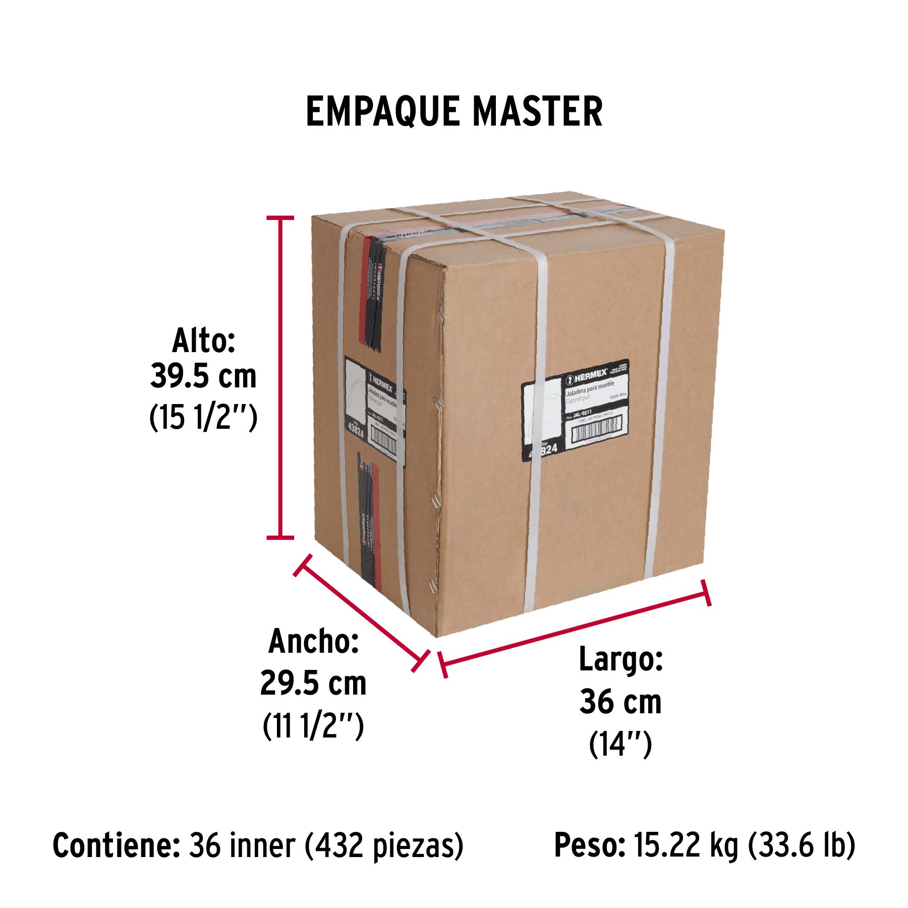 Jaladera de 96mm, línea Arco, níquel, HERMEX - Empaque