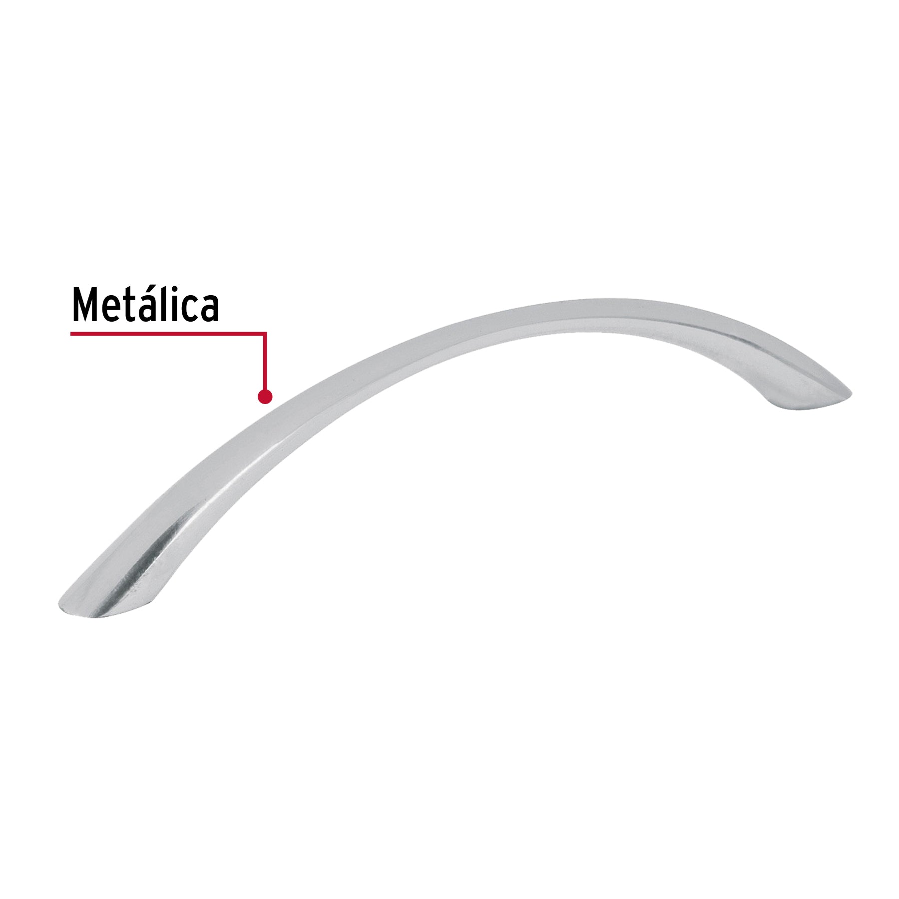 Jaladera de 128mm, línea Arco, níquel, HERMEX