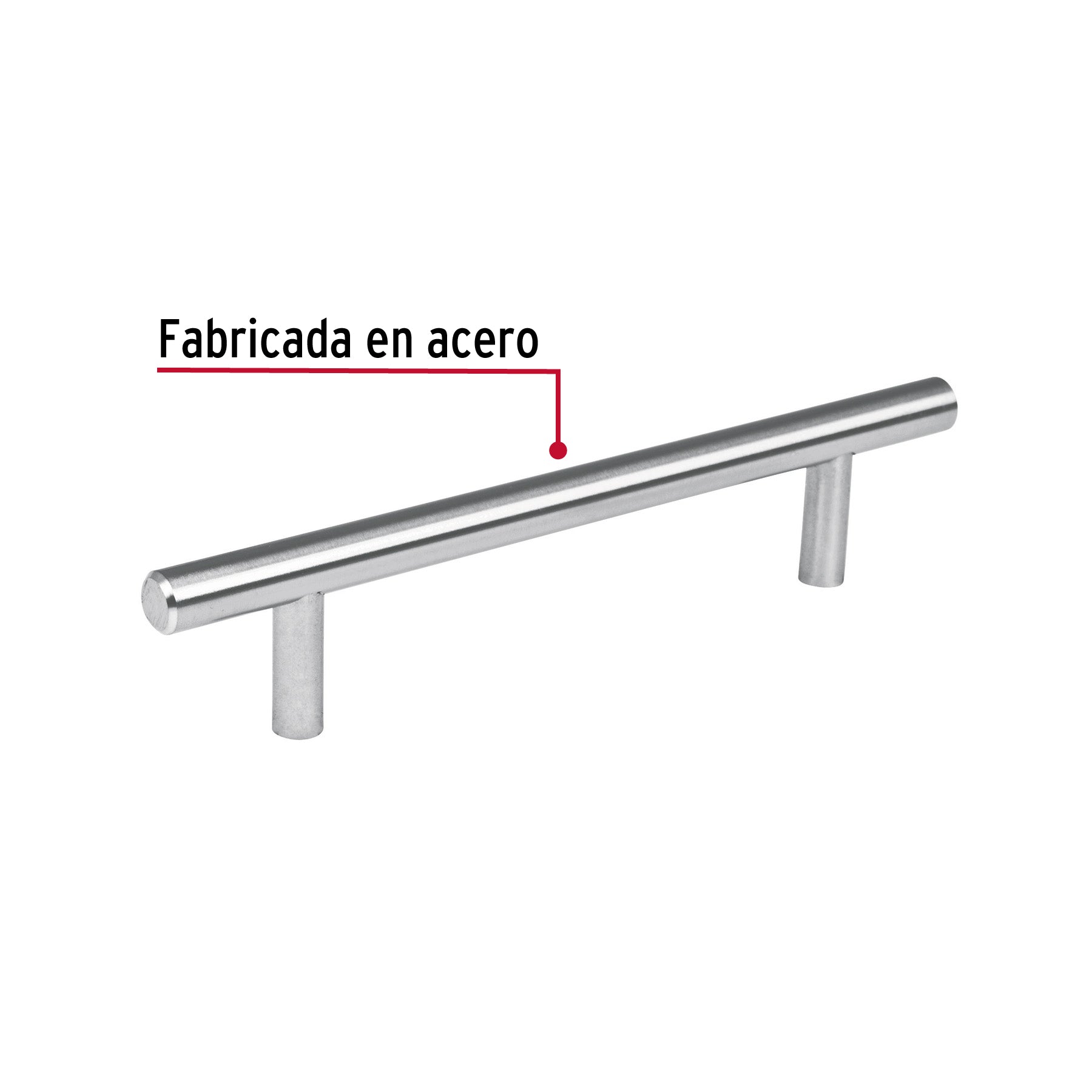 Jaladera de acero, 128mm, línea Cilindro, níquel, HERMEX