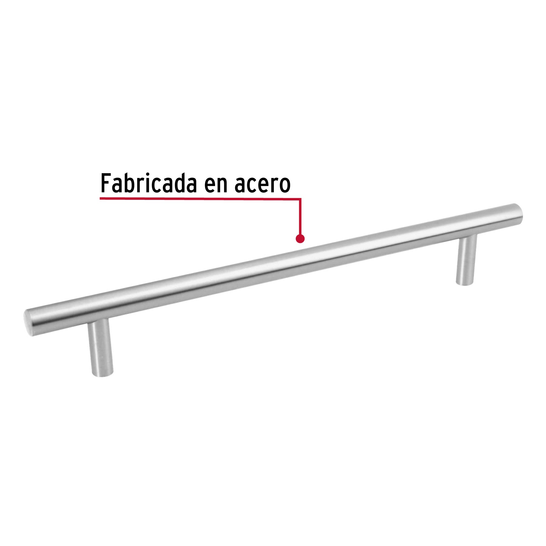 Jaladera de acero, 192mm, línea Cilindro, níquel, HERMEX