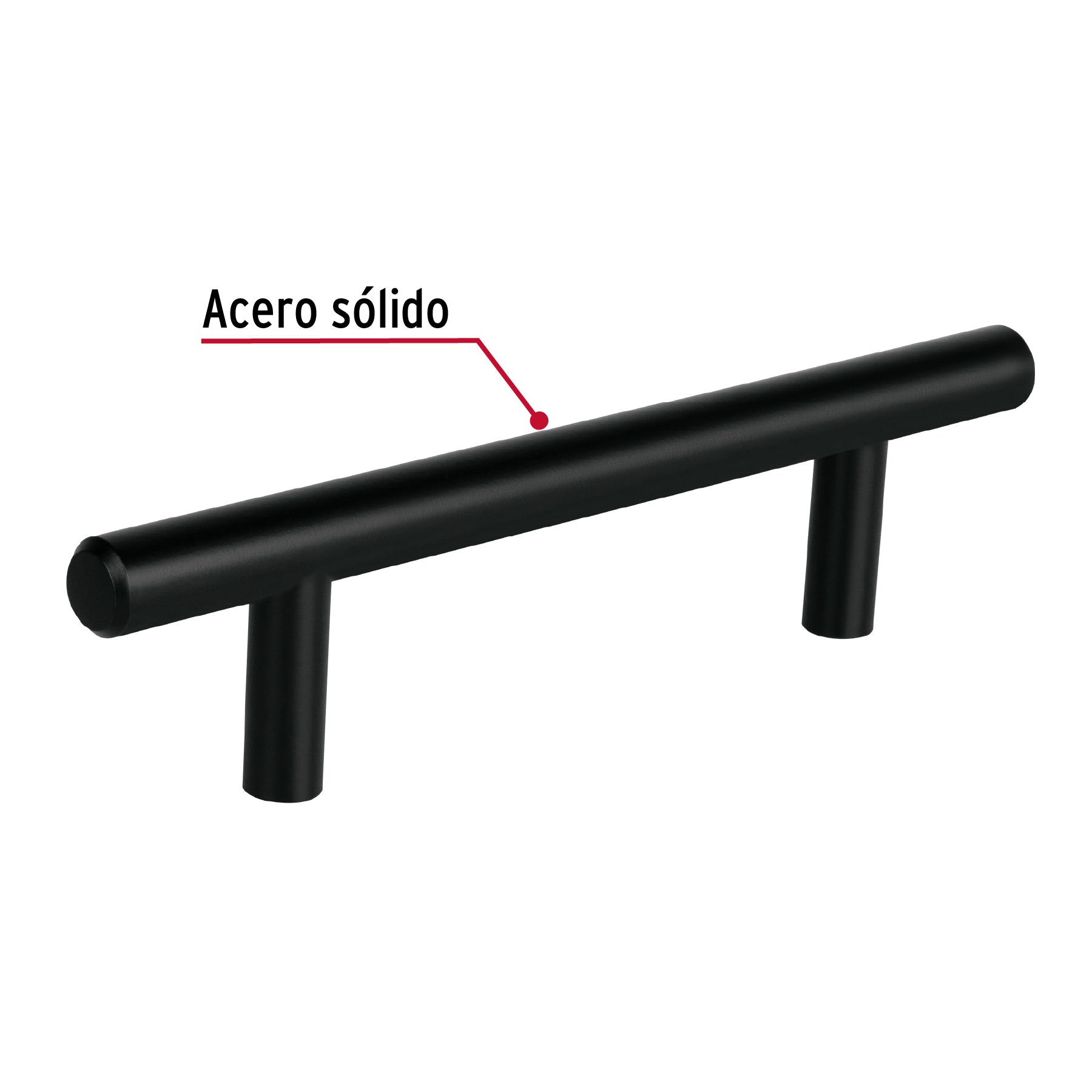 Jaladera de acero, 96mm, línea Cilindro, negro, HERMEX