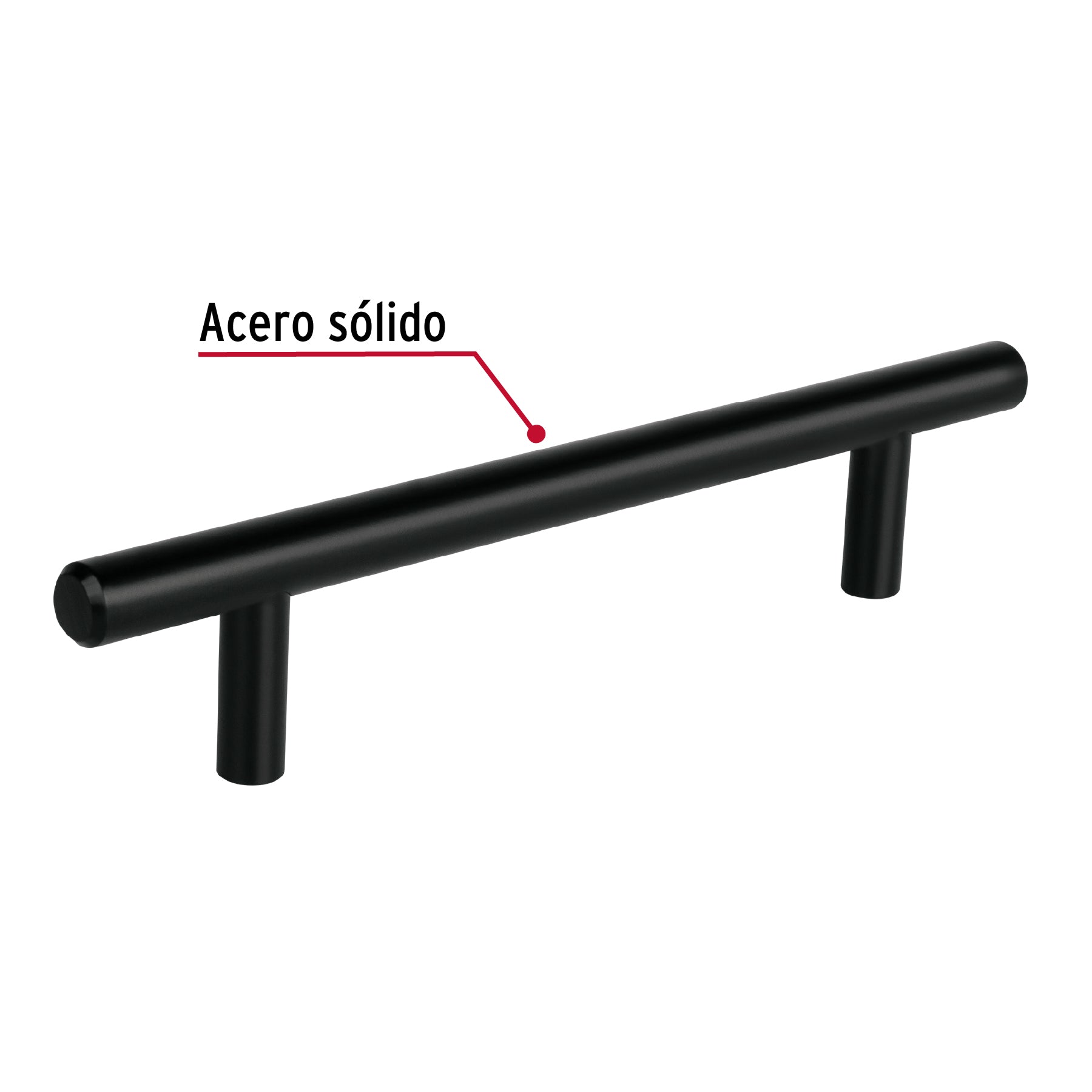 Jaladera de acero, 128mm, línea Cilindro, negro, HERMEX