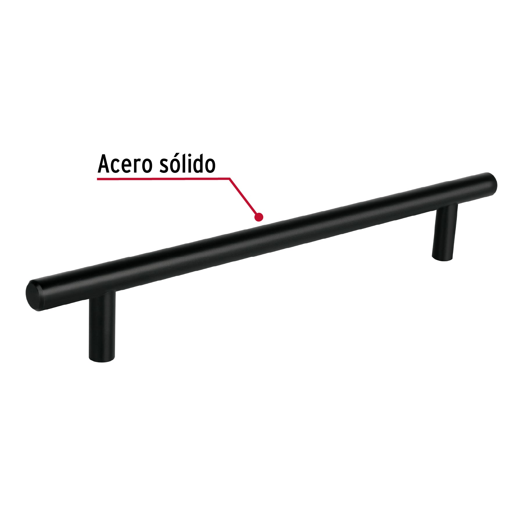 Jaladera de acero, 192mm, línea Cilindro, negro, HERMEX