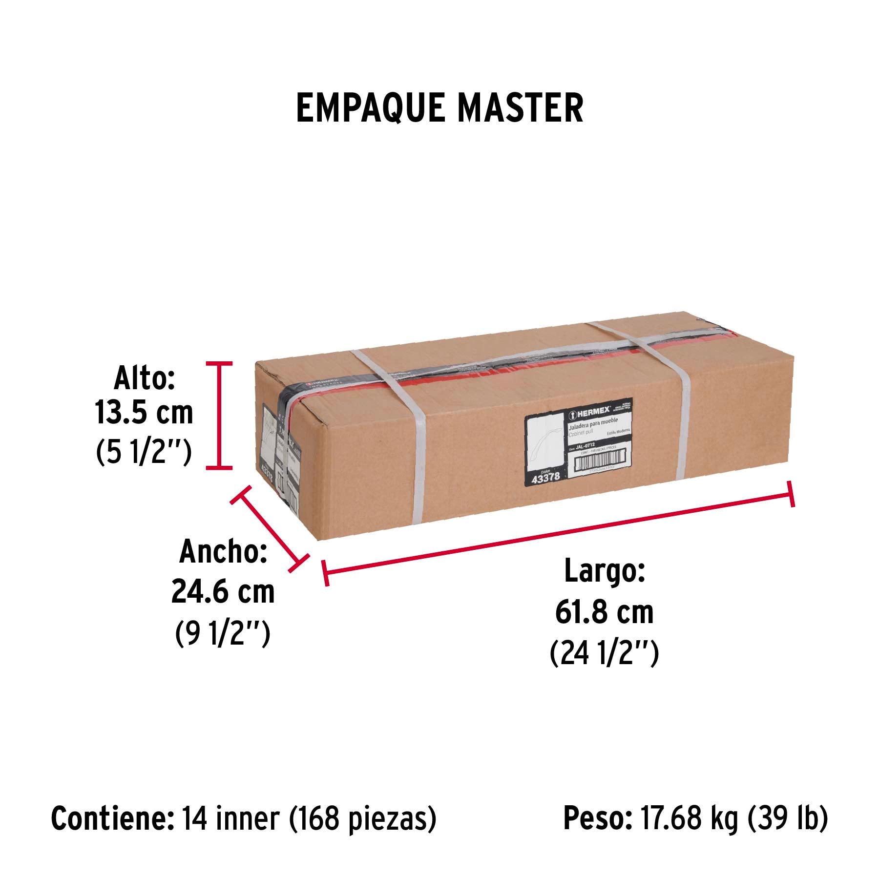 Jaladera de 160mm, línea Moderna, níquel, HERMEX - Empaque