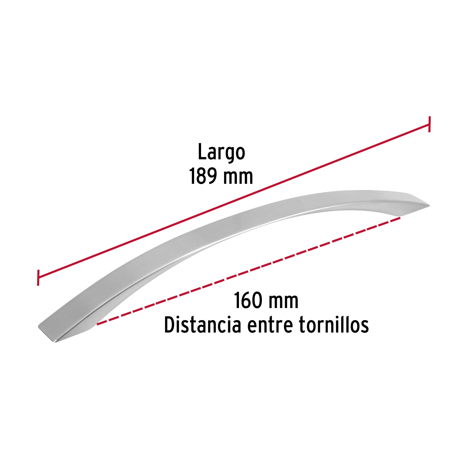 Jaladera de 160mm, línea Moderna, níquel, HERMEX