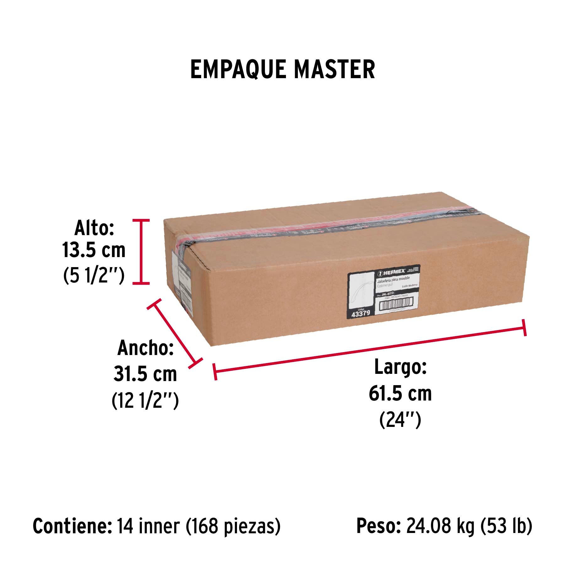 Jaladera de 224mm, línea Moderna, níquel, HERMEX - Empaque