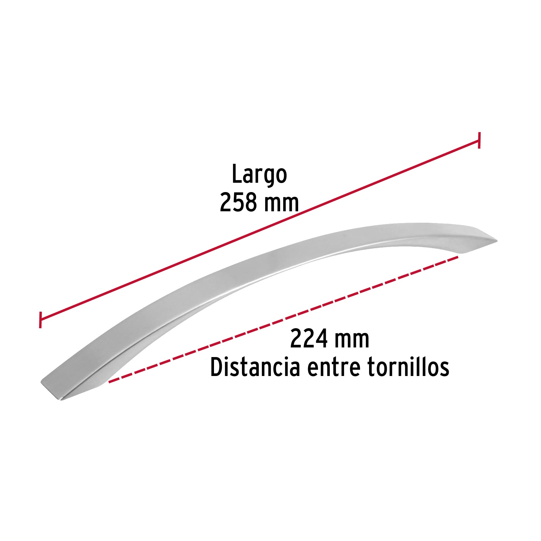 Jaladera de 224mm, línea Moderna, níquel, HERMEX