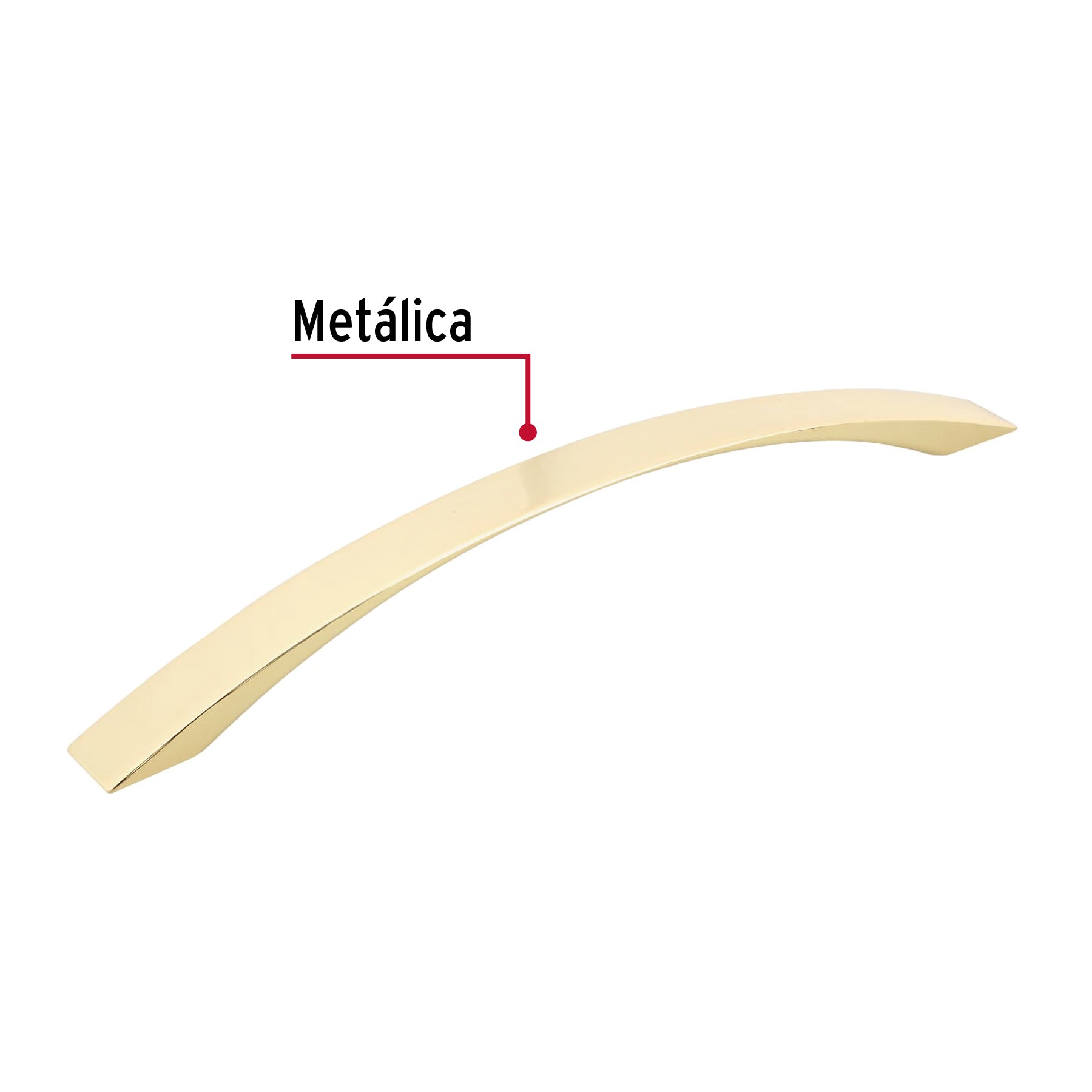 Jaladera de 160mm, línea Moderna, latón brillante, HERMEX